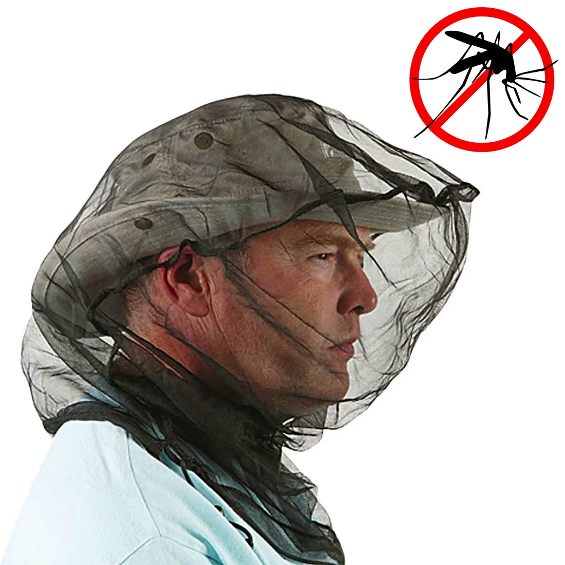 Trekmates Moskitonetz Insektenschutz Mückenschutz für Kappe Hut Mütze Kopf-Netz 