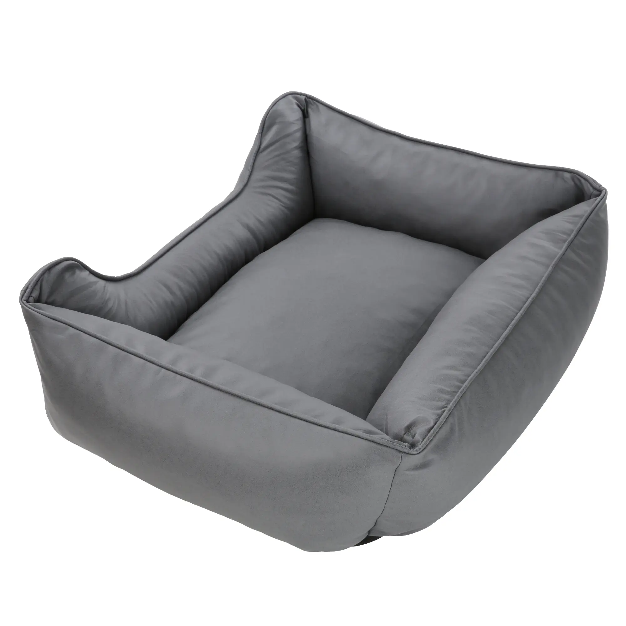 Cama para perros your GEAR Belluno 60 x 80 cm en color gris, con bordes acolchados, tejido OEKO-TEX lavable y diseño ergonómico. Superficie cómoda y resistente, ideal para el descanso de mascotas.