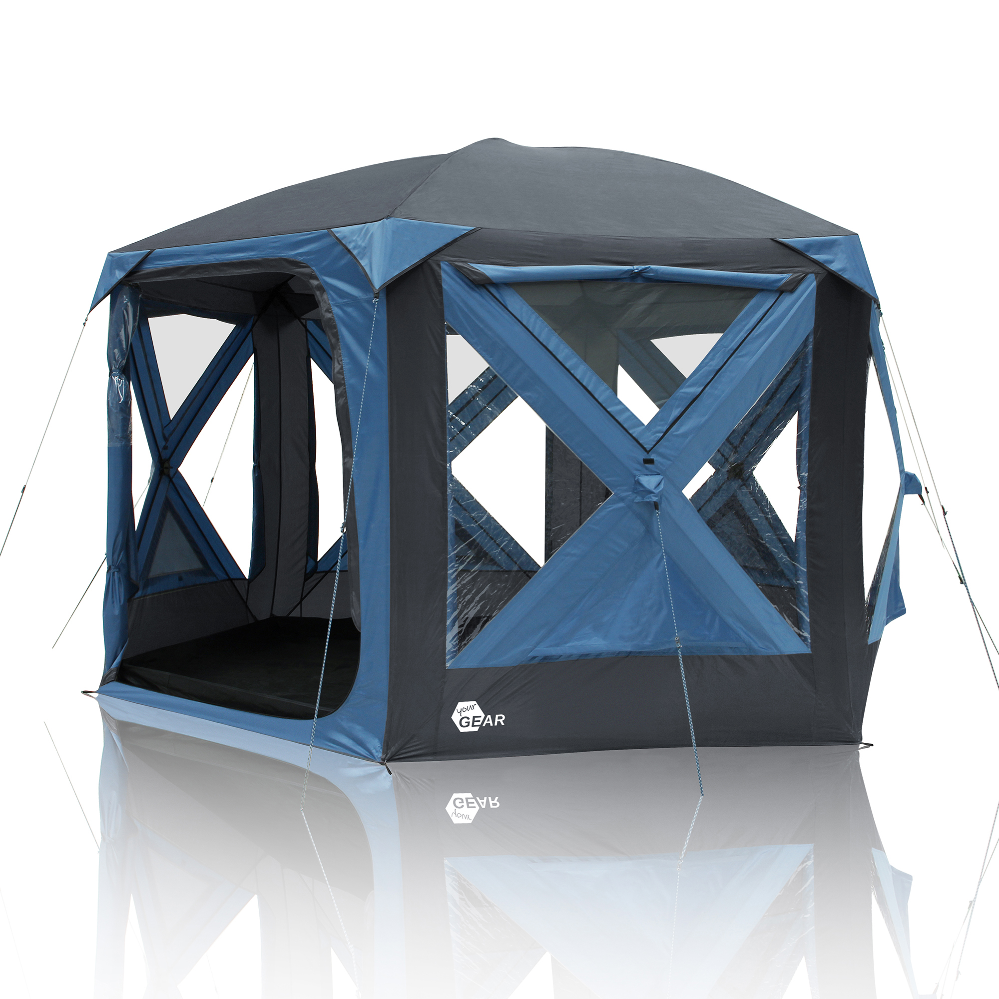 your GEAR Pop Up Pavillon Levanzo Event Dome Shelter 8,5 m² Zelt 4-6 Personen Stehhöhe Bodenwanne