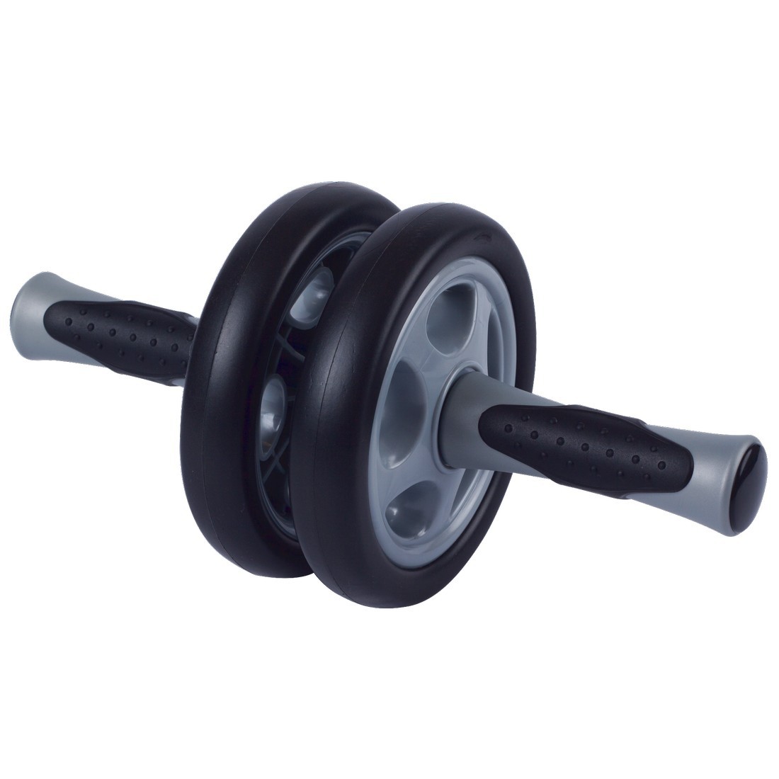 Spirit Dual Wheel Ab Toner Bauchtrainer mit zwei schwarzen Rollen und rutschfesten Griffen, ideal für effektives Bauch- und Rückentraining zu Hause oder im Fitnessstudio. Fitnessgerät von Spirit TCR.