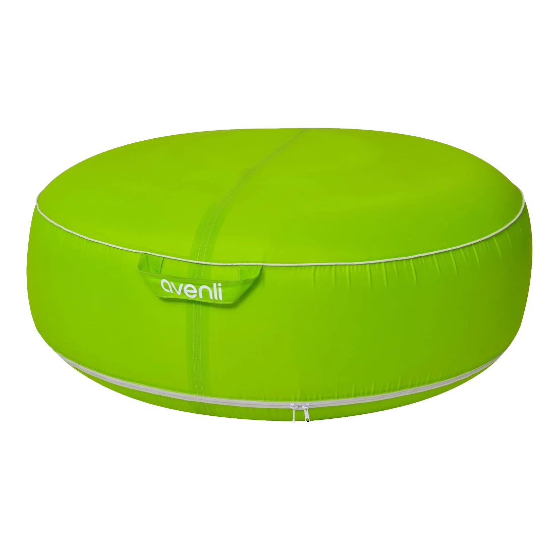 Pouf Avenli Sitzkissen grün, rund, Ø 98x38 cm, aufblasbar, wasserfest, Outdoor-tauglich, mit robustem, gewebeverstärktem Bezug und seitlichem Tragegriff, ideal für Garten, Terrasse oder Camping.