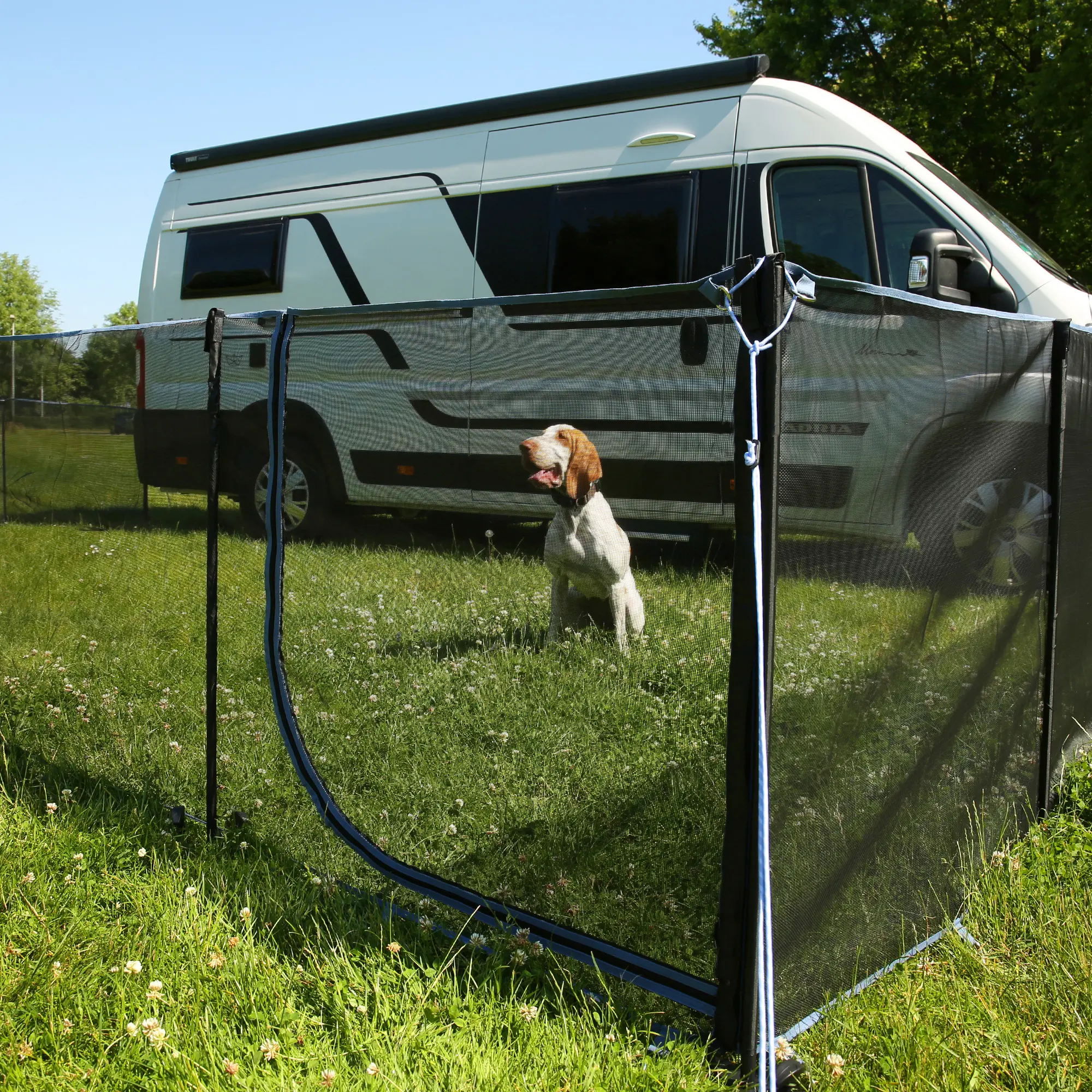 your GEAR Larino Door - Valla móvil para perros, cercado para camping, extensible hasta el infinito