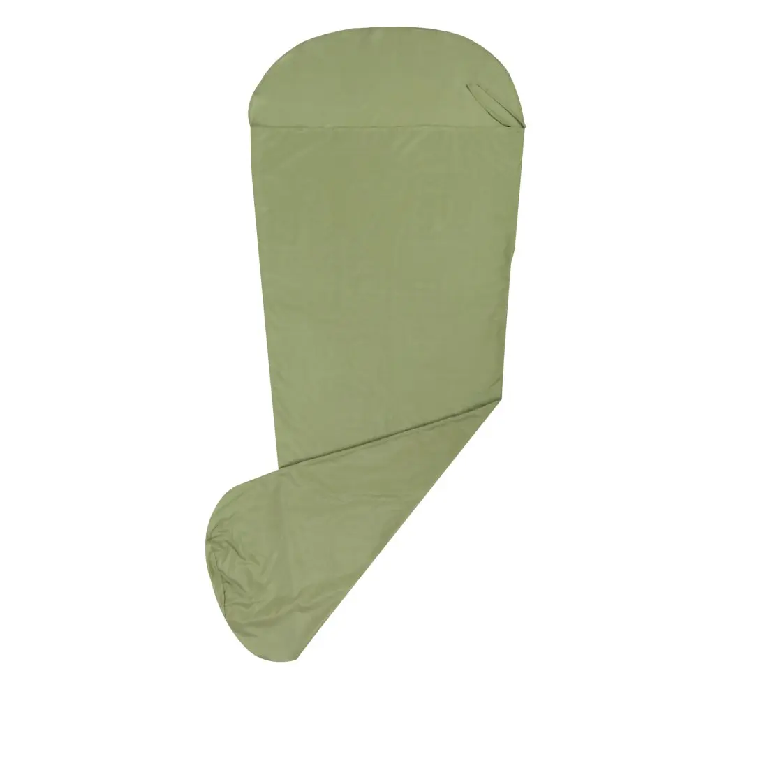 Housse de sac de couchage 10T TC INLET MG vert, forme momie, en tissu mélangé, dimensions 225x90 cm, légère et fine, idéale pour hôtels, refuges ou auberges de jeunesse.