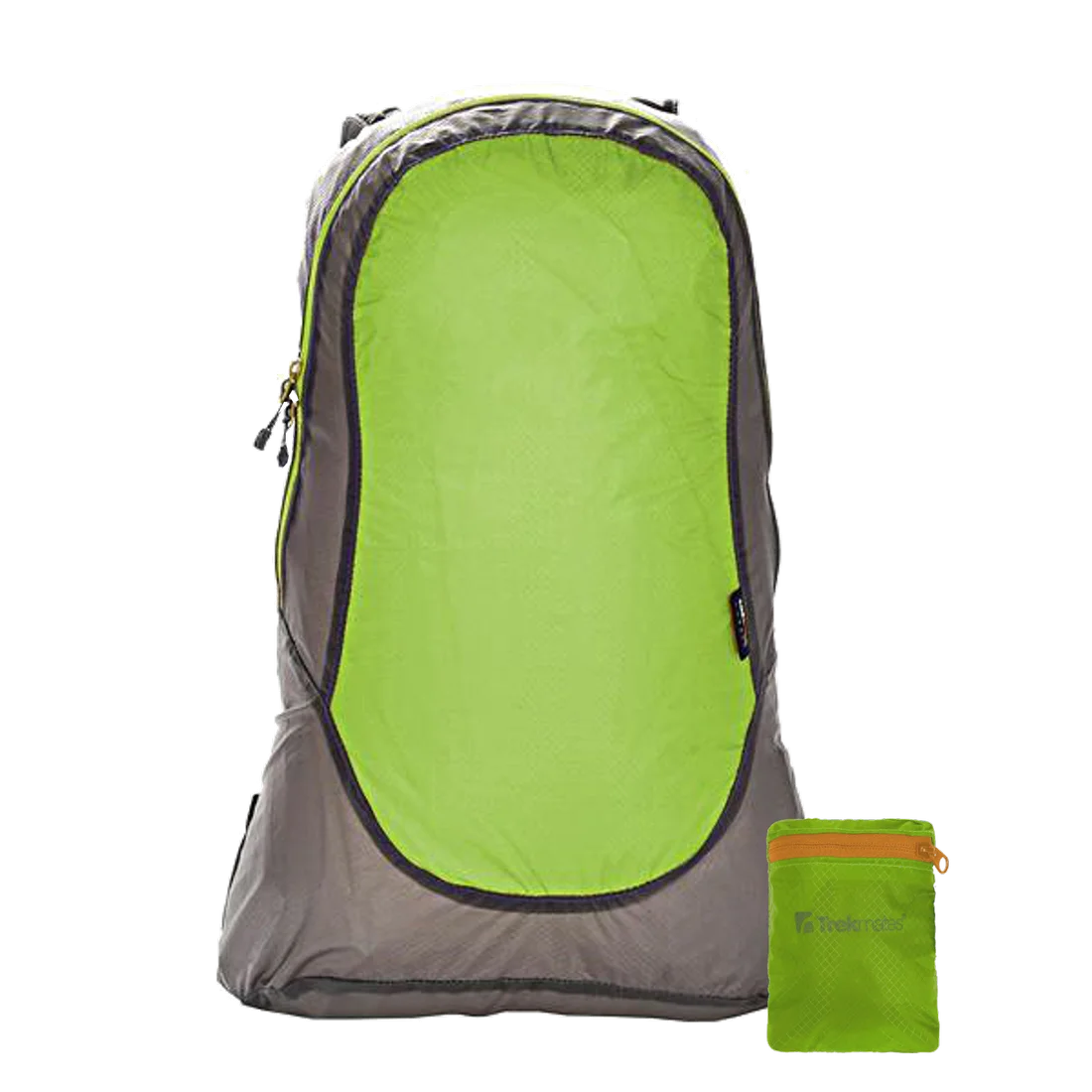 Sac à dos Trekmates Daypack 20L vert et gris, en nylon résistant, ultra-léger et compact, livré avec pochette de rangement assortie, idéal pour la randonnée, le voyage ou le camping.