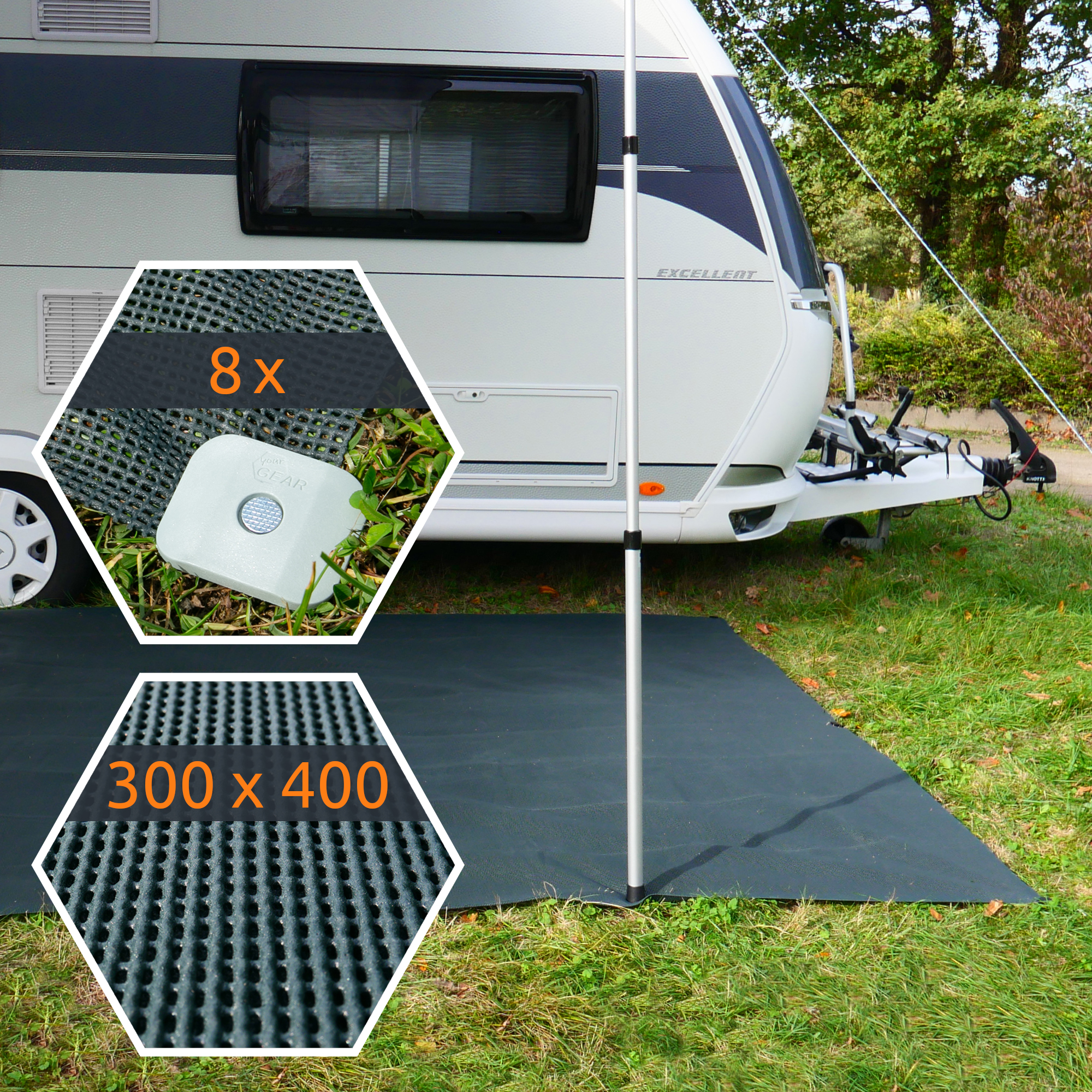your GEAR Outdoor Soft Carpet 300 x 400 cm - Vorzeltteppich, Zeltteppich, Teppich mit Tasche