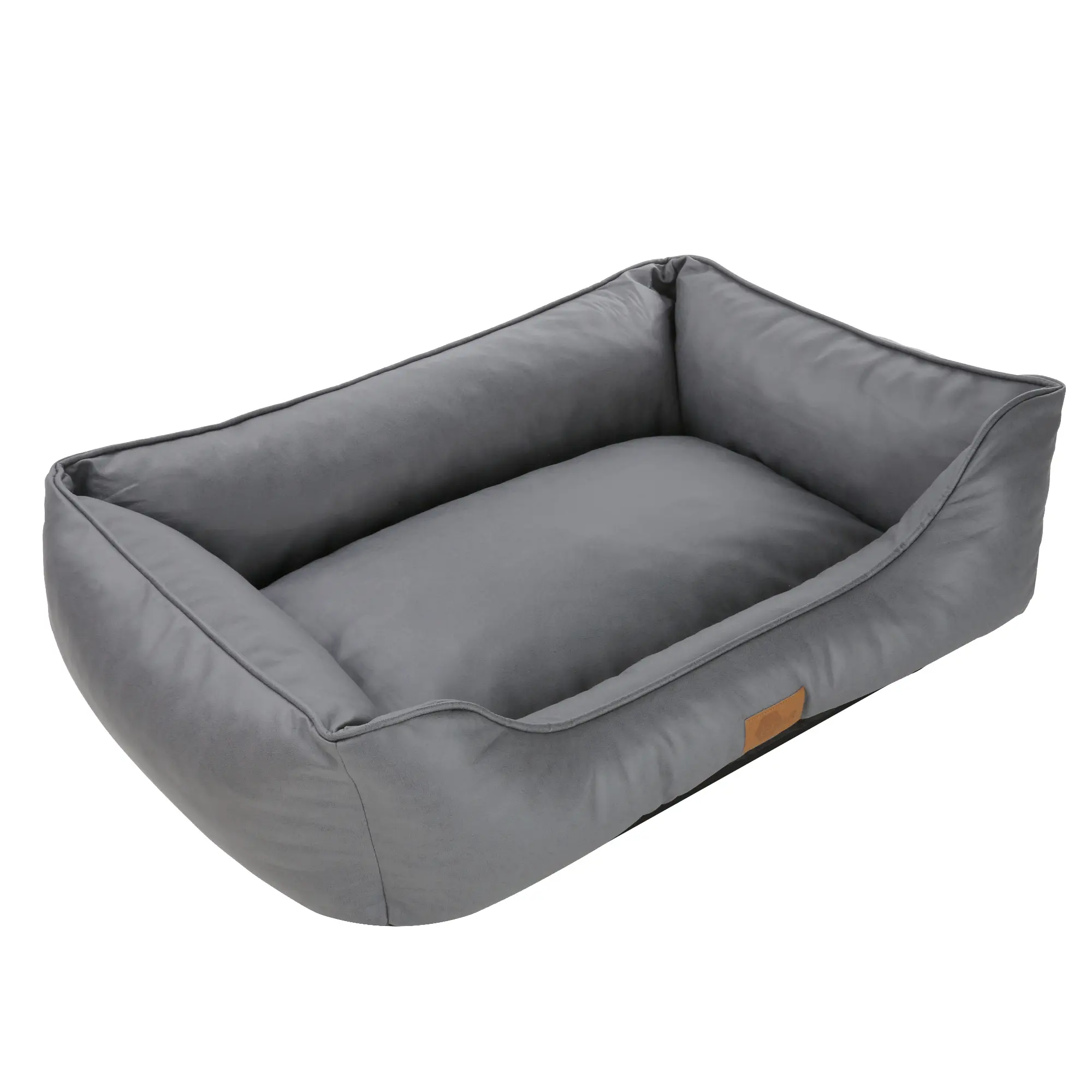 Cama para perros your GEAR Belluno 60x80 cm, color gris, con borde acolchado, tejido OEKO-TEX lavable y resistente, relleno de 3 capas de espuma para mayor comodidad y soporte ergonómico.