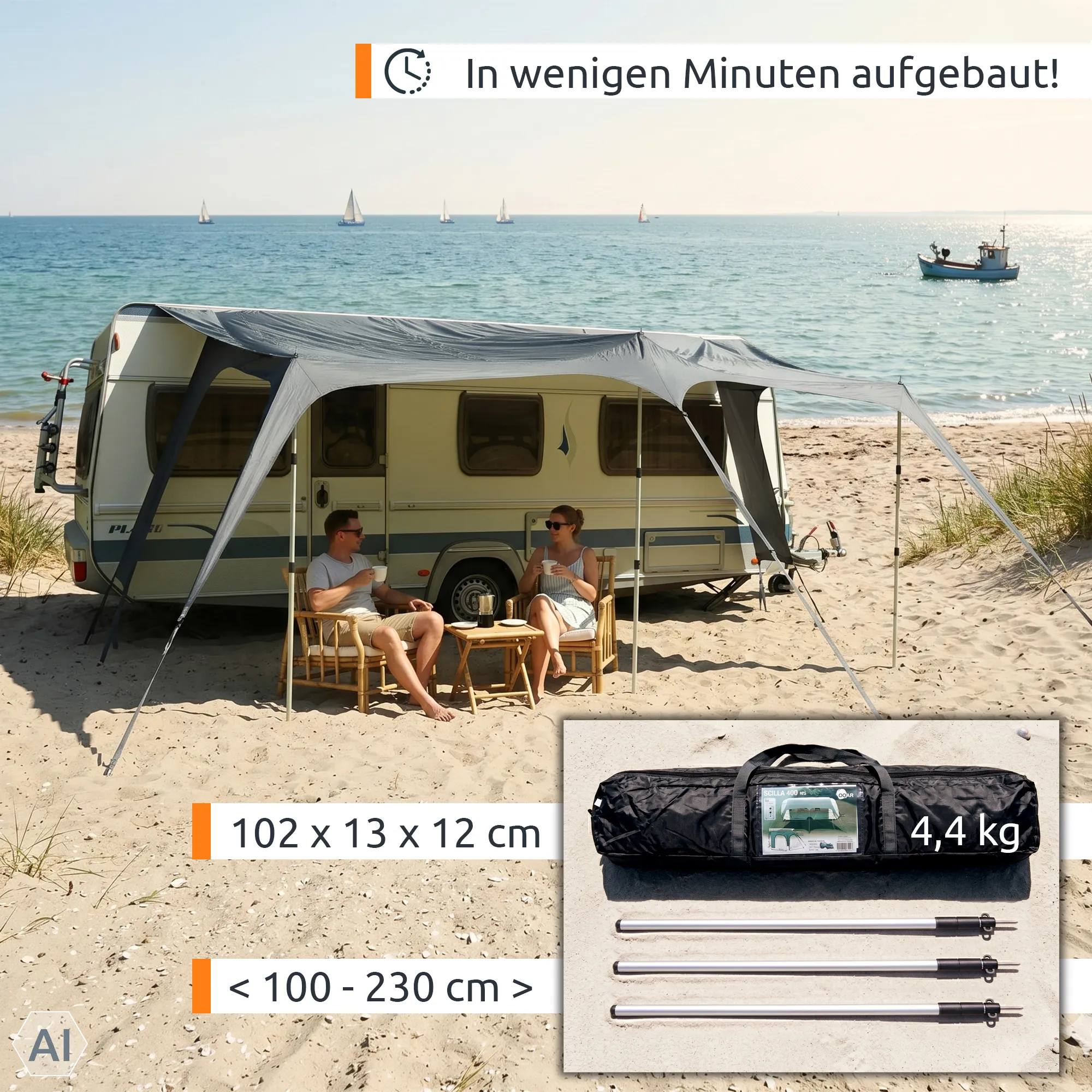 your GEAR Scilla PES 300 x 250 - Caravan Tarp Wohnwagen Sonnensegel Wohnmobil Sonnendach Vordach