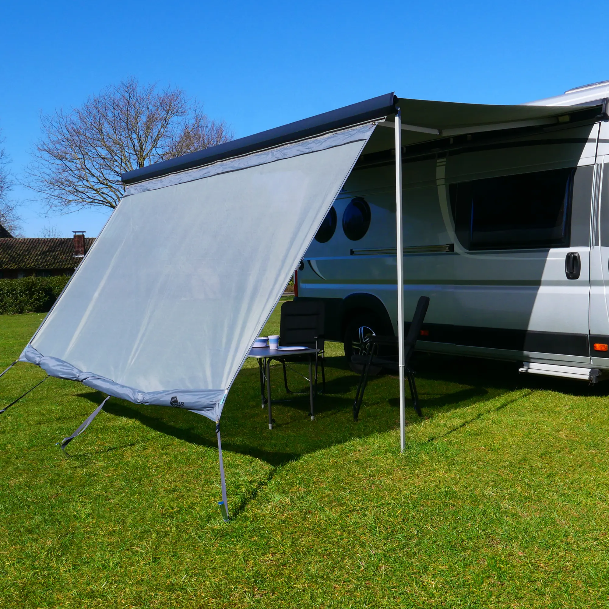 your GEAR Sun + Rain Blocker 4,3 x 2 m - Vorderwand für Markise schützt vor Sonne, Wind und Regen