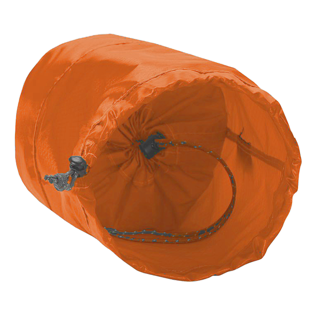 Sacco Trekmates Stuff Bag 2L arancione in nylon leggero, idrorepellente, con doppia apertura a coulisse per accesso a due scomparti, ideale per organizzare bagagli o aumentare lo spazio di viaggio.