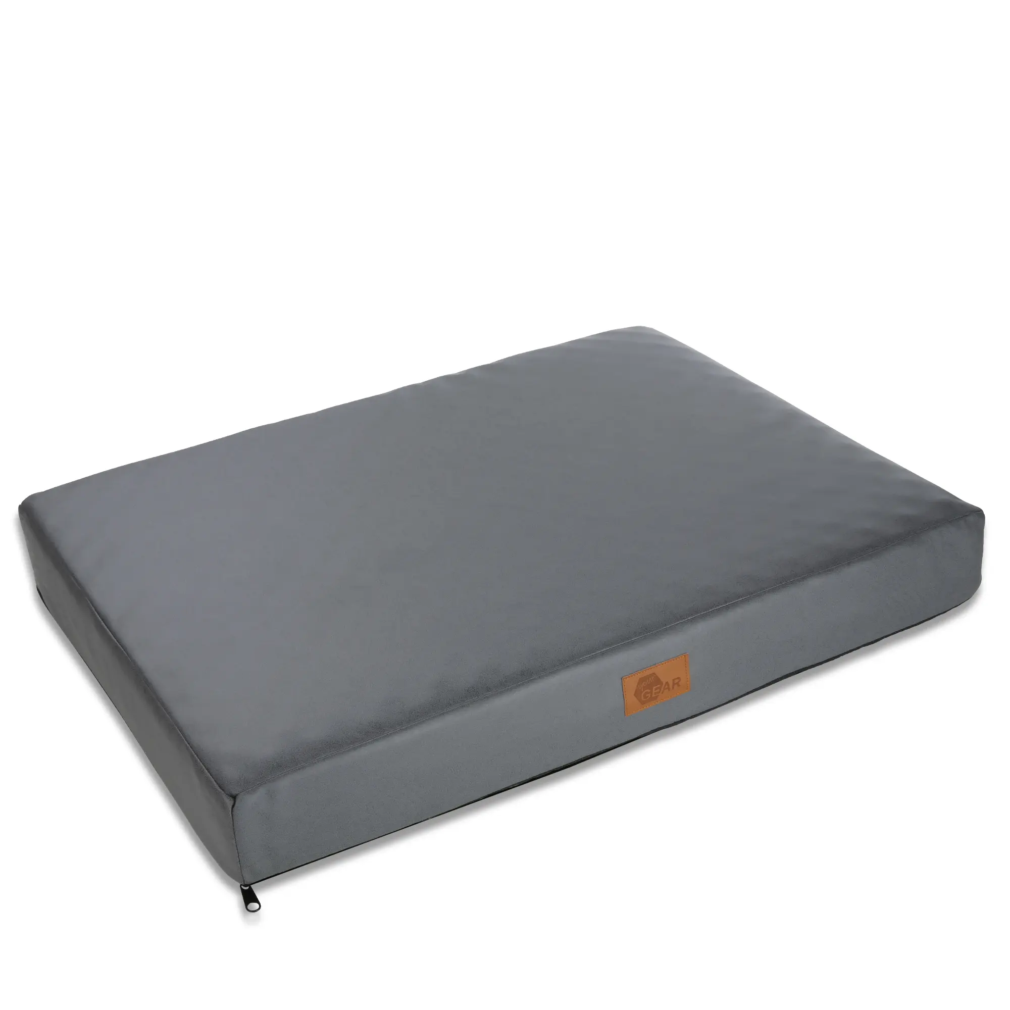 Matelas orthopédique pour chien your GEAR Biella 80x60x10 cm, rectangulaire, gris, lavable en machine, avec étiquette en cuir, idéal pour le confort des chiens, surface lisse et épaisse.