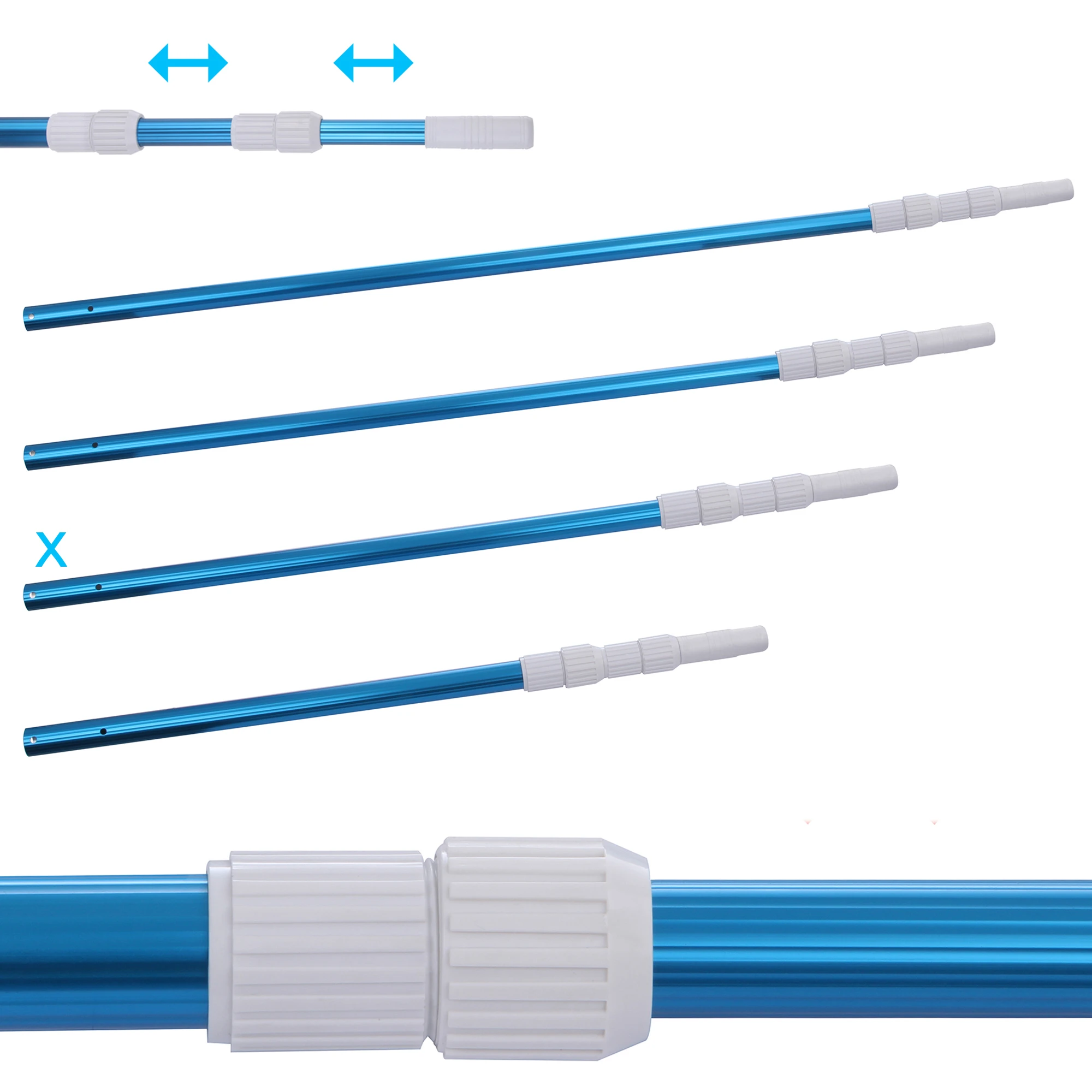 Blueborn pool pole PPS-3x80 Aluminum telescopic pole 3-part 100 - 240 cm pole for pool cleaning