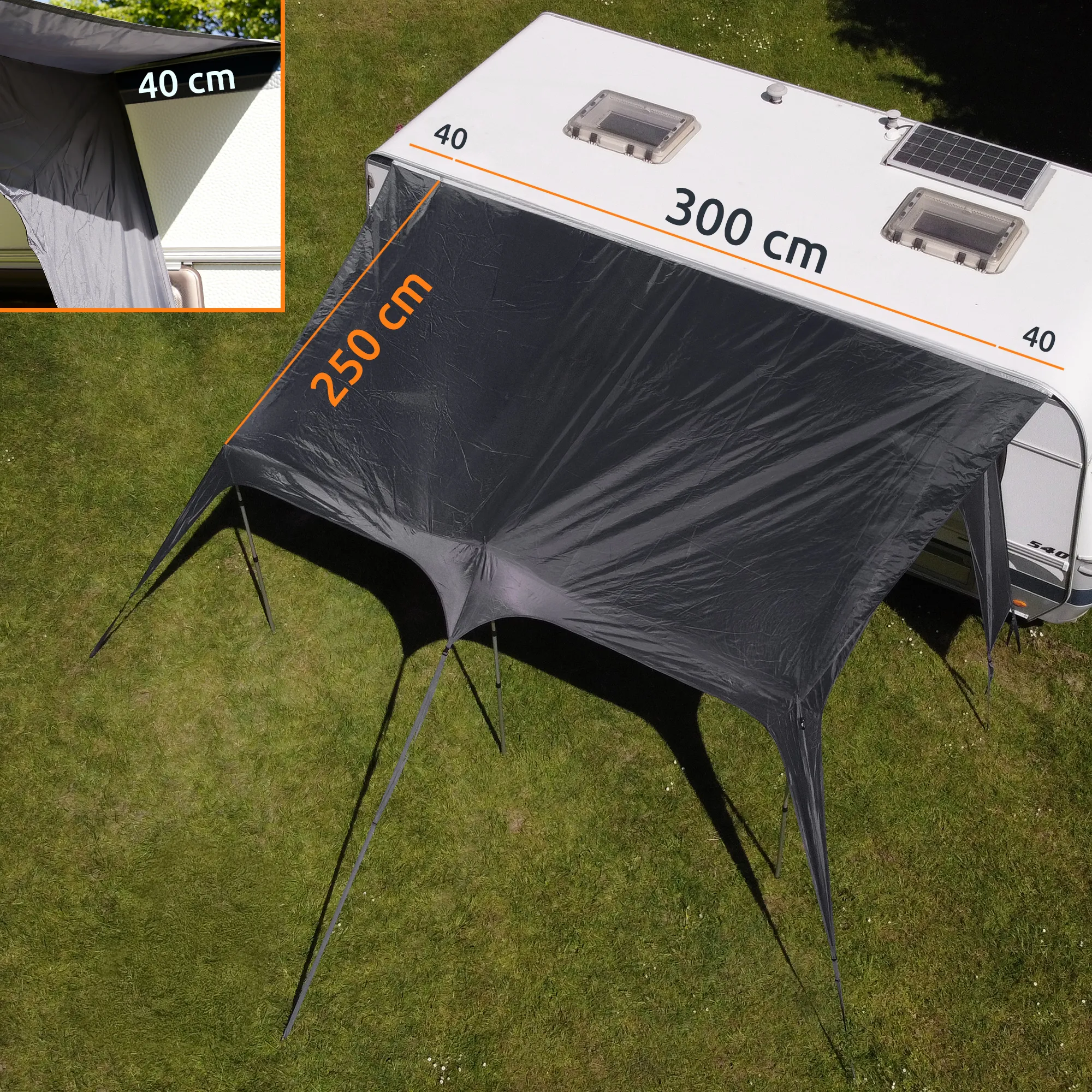 your GEAR Scilla PES 300 x 250 - Caravan Tarp Wohnwagen Sonnensegel Wohnmobil Sonnendach Vordach