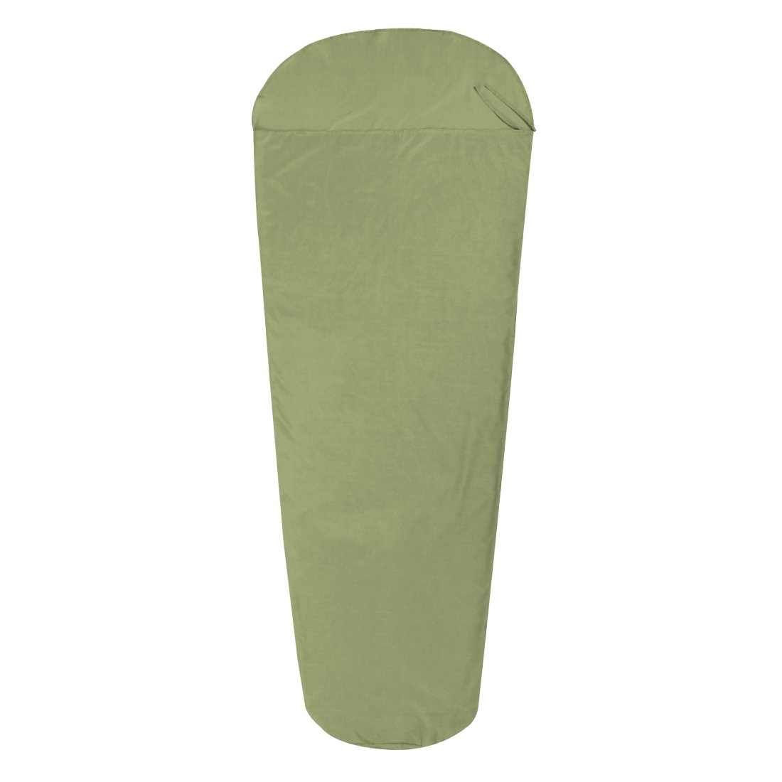 Hüttenschlafsack 10T TC INLET MG in grün, 225x90 cm, Mumienschlafsack-Inlett aus Mischgewebe mit Kapuze, leicht und dünn, ideal für Reisen, Hotel, Berghütte oder Jugendherberge.