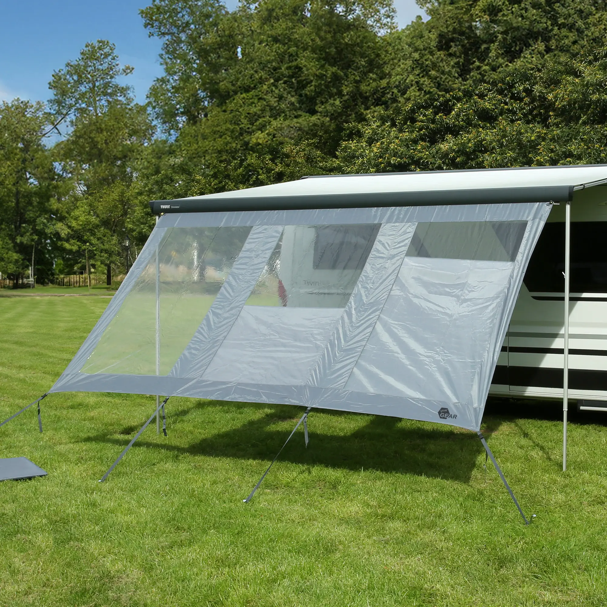 your GEAR Panorama Wall 3,3 x 2 m - Vorderwand für Markise schützt vor Sonne, Wind und Regen