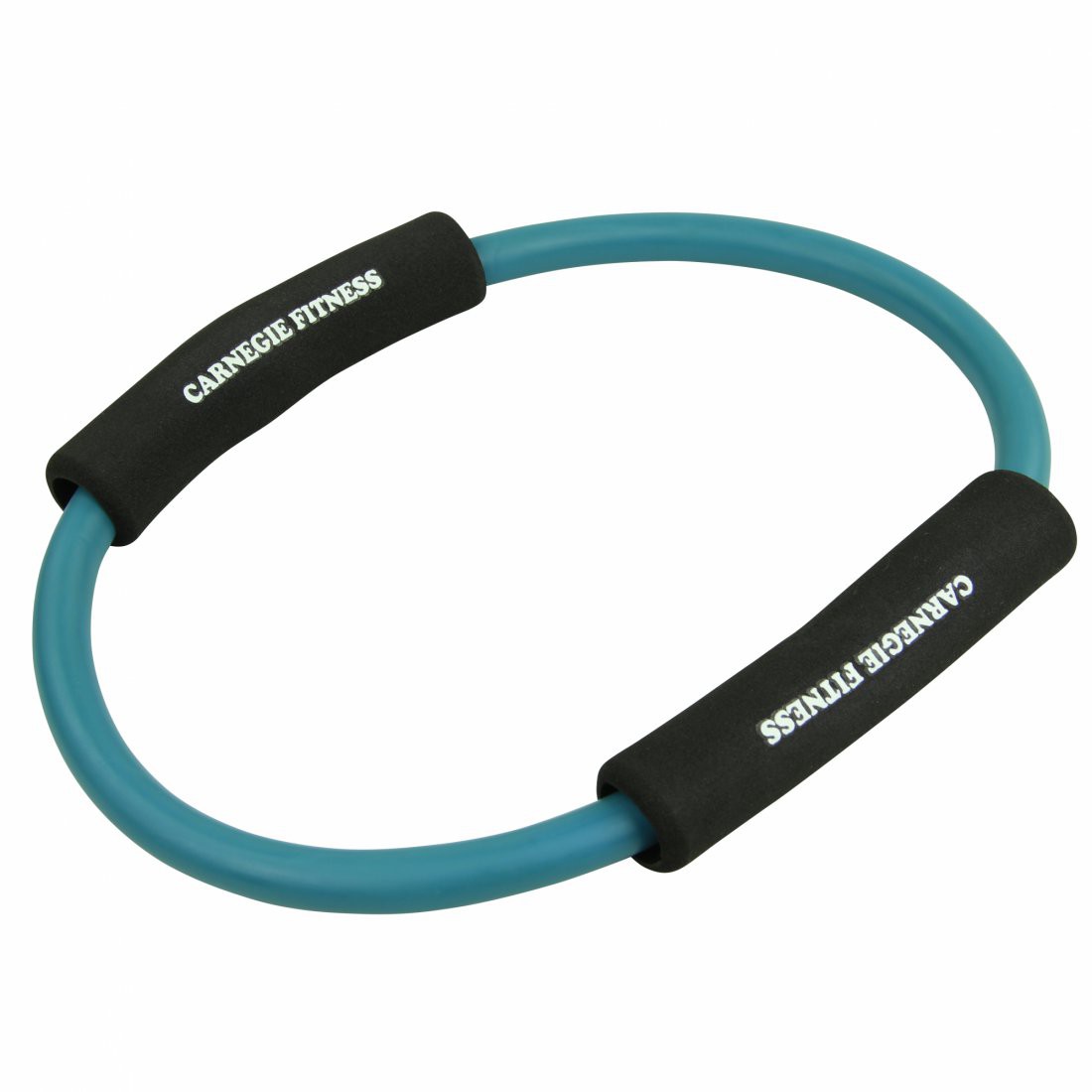 Anello elastico fitness Carnegie O Loop Ring, blu mit zwei schwarzen, gepolsterten Griffen mit Aufdruck „Carnegie Fitness“ – ideal als Widerstandsband für Yoga, Pilates und Heimtraining.