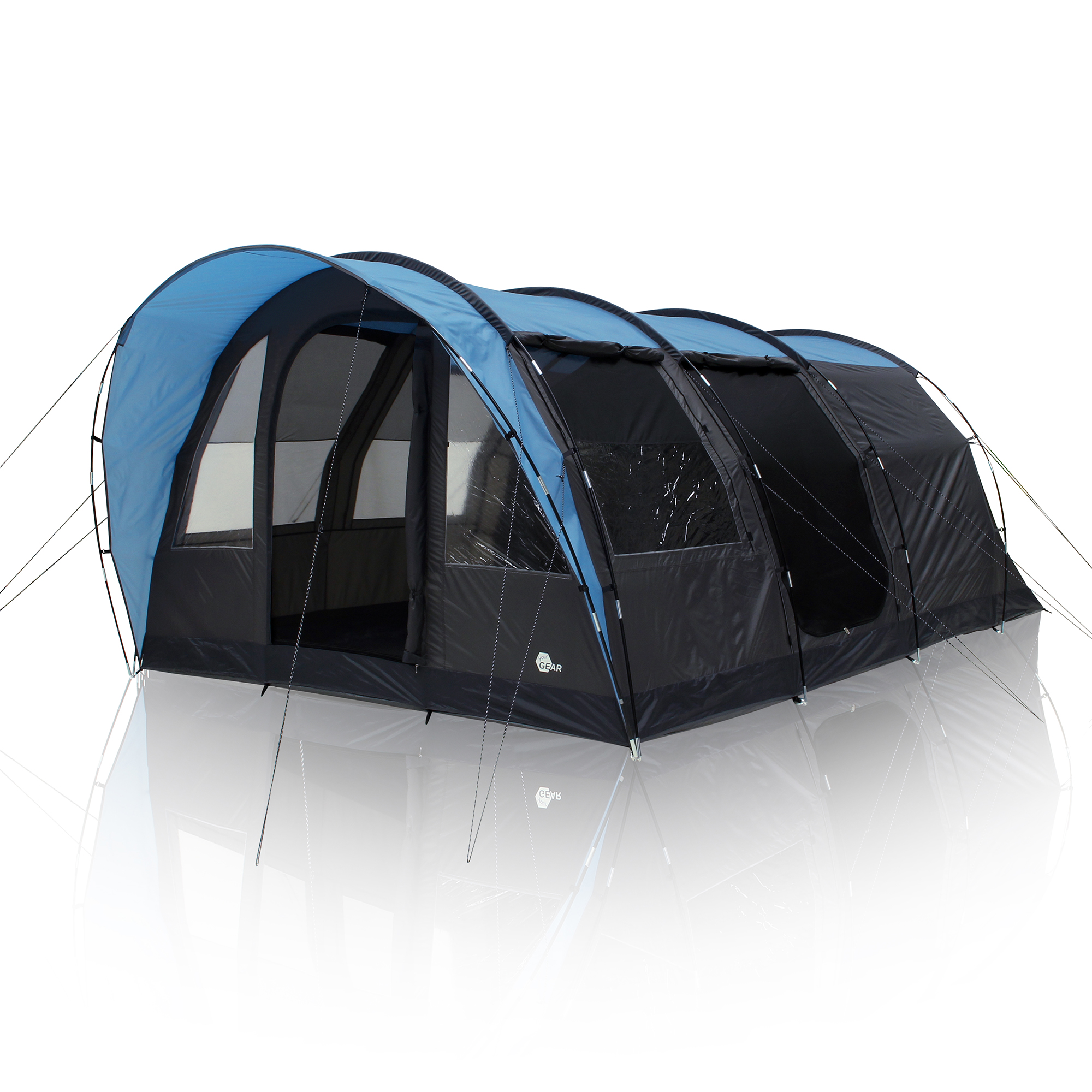 your GEAR Zelt Bora 5 Personen Tunnelzelt Familienzelt Stehhhe Bodenwanne  Wasserdicht 5000 mm Vordach Blau Grau