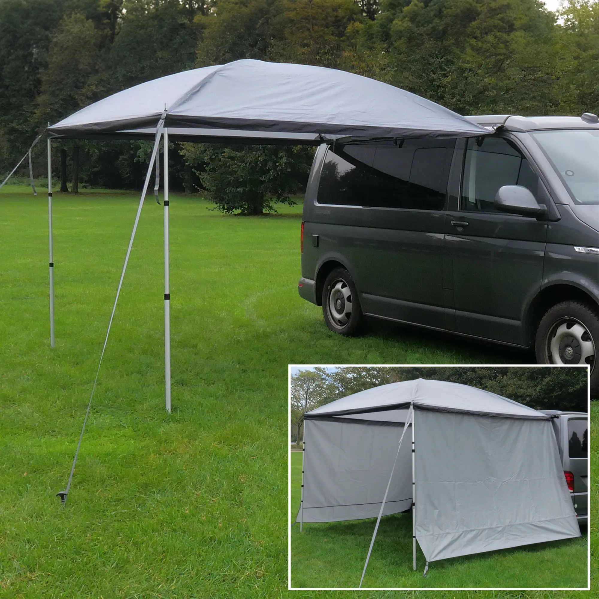 your GEAR Parasol - Sonnendach für Bulli Multivan Wohnmobil 260 x 260 cm 2 x Seitenwand Busvorzelt