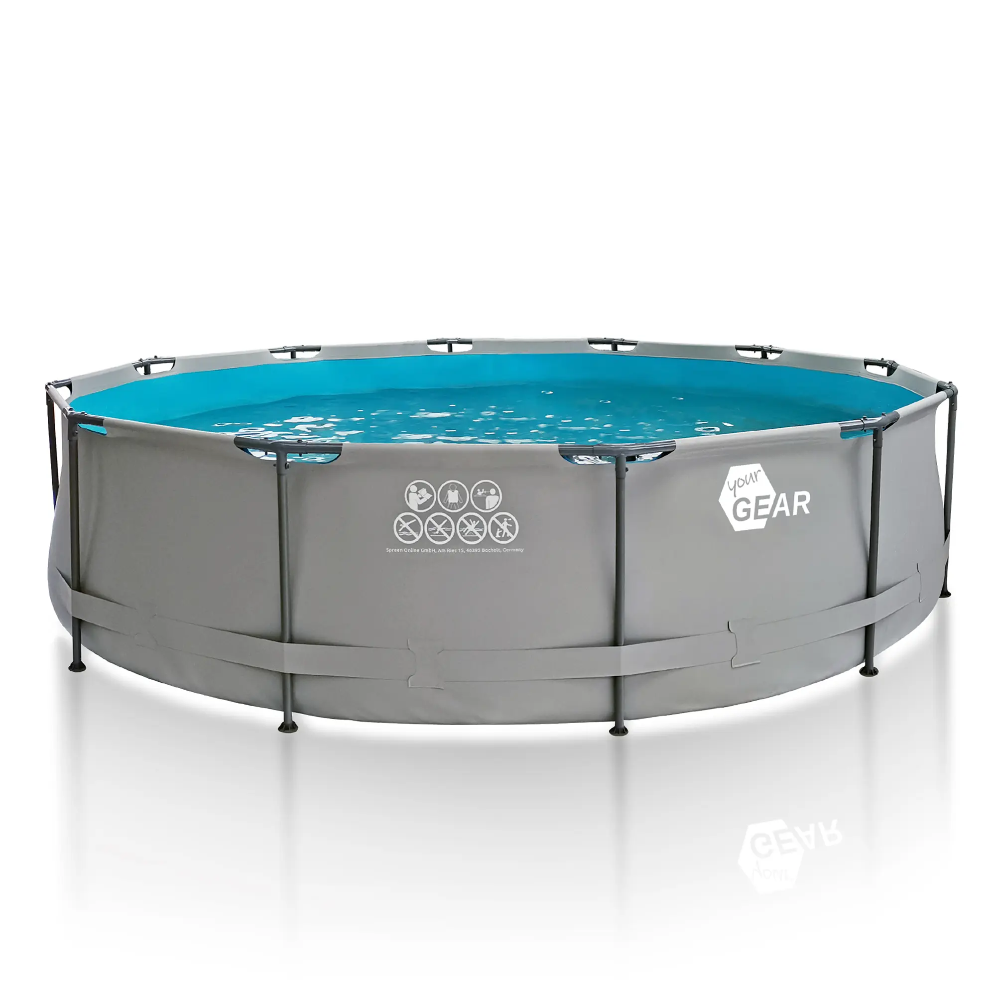 yourGEAR XL Family Pool Grey Ø 457 x 100 cm steel frame pool Garden Swimming Pool Paddling Pool