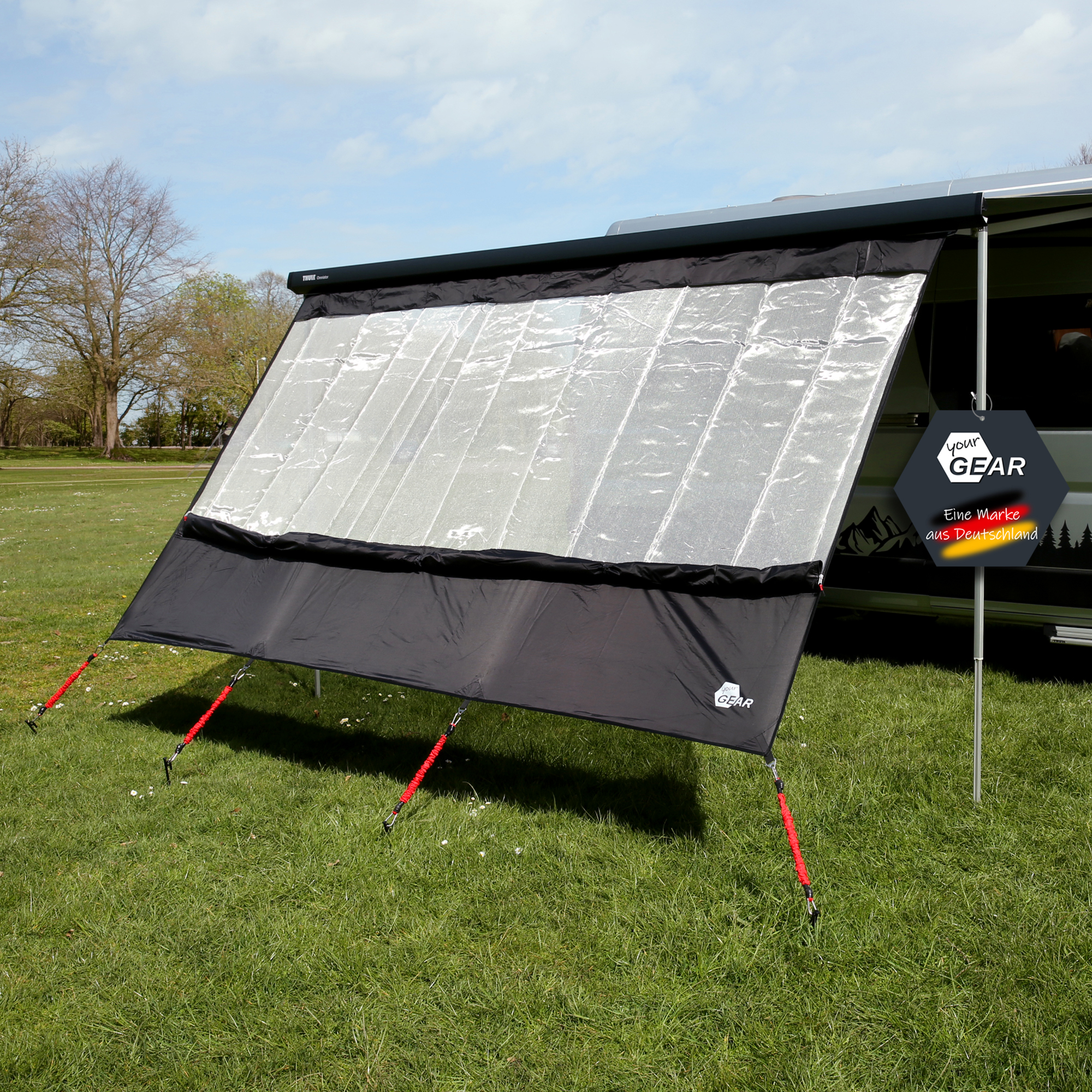 your GEAR Phoenix Sun & Rain 2,4 x 2 m - Markisenvorderwand mit Cover und Silver-Black-Mesh