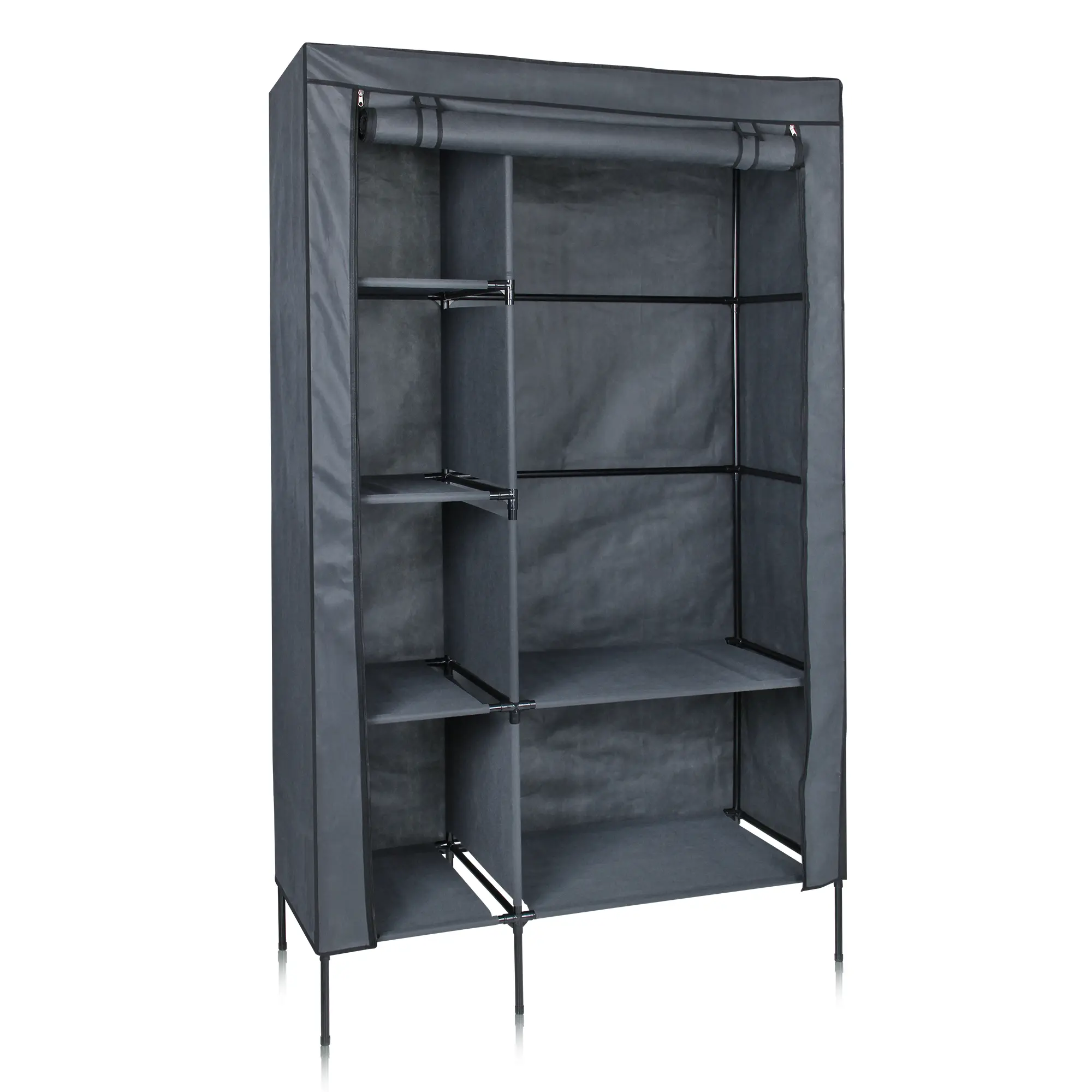 yourGEAR Kleiderschrank Grado Stoffschrank 105x45x180cm Schrank mit Kleiderstange und 6 Fächern