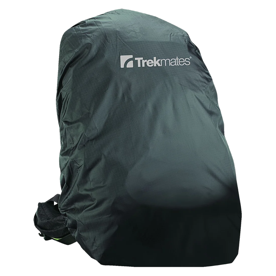 Housse de pluie noire Trekmates pour sac à dos 35-45L, légère, 100% étanche, en nylon, avec logo Trekmates visible. Protection compacte et durable pour le camping et la randonnée.