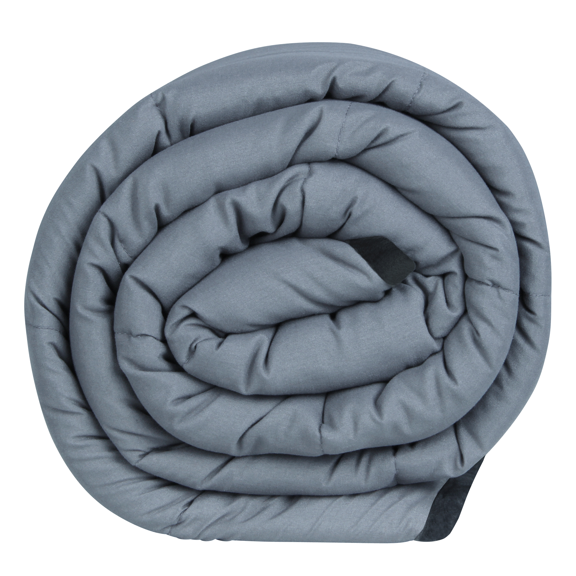 Therapiedecke yourGEAR Como, 6 kg, 135x200 cm, aus grauer 100% Baumwolle, zusammengerollt. Die schwere Gewichtsdecke dient zur tiefen Druckstimulation für Entspannung und besseren Schlaf.