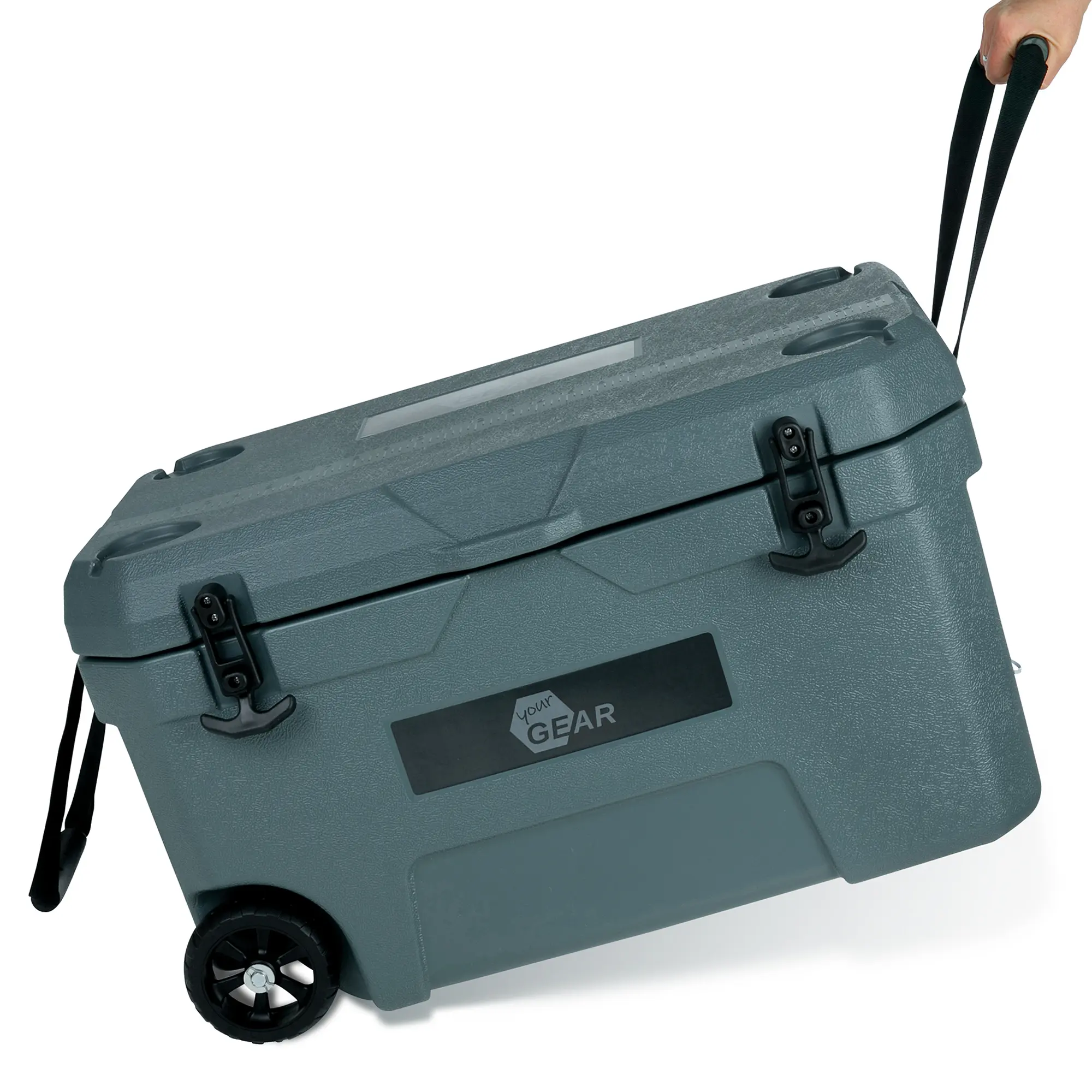 Große your GEAR Katmai 50L Kühlbox in Grau mit Rollen, zwei Griffen und stabilem Verschluss. Robuste Isolierbox für bis zu 9 Tage Kühlung, auslaufsicherer Boden-Abfluss, für Camping und Outdoor.