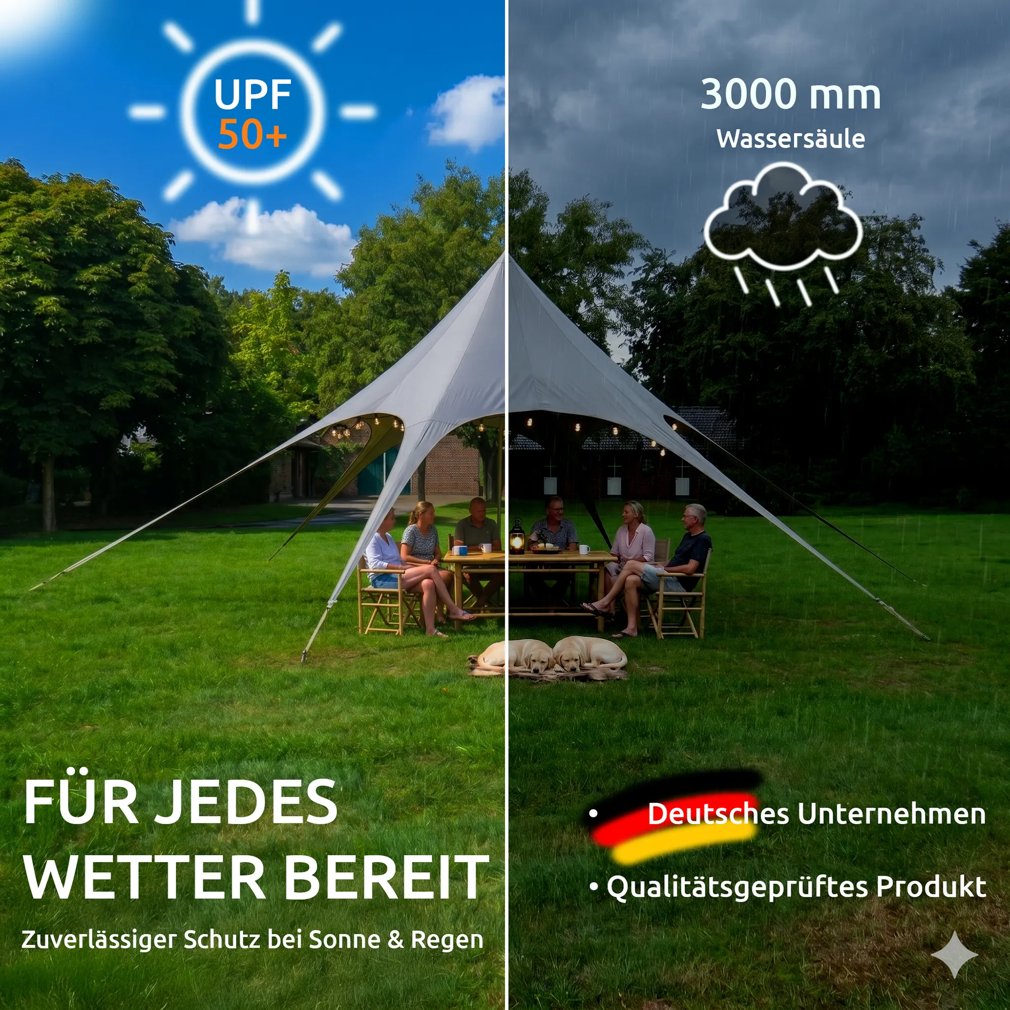 your GEAR Sonora PES - Sternzelt Ø 10 x 4 m UV 50+ Pavillon wasserdichter Sonnenschirm Sonnendach