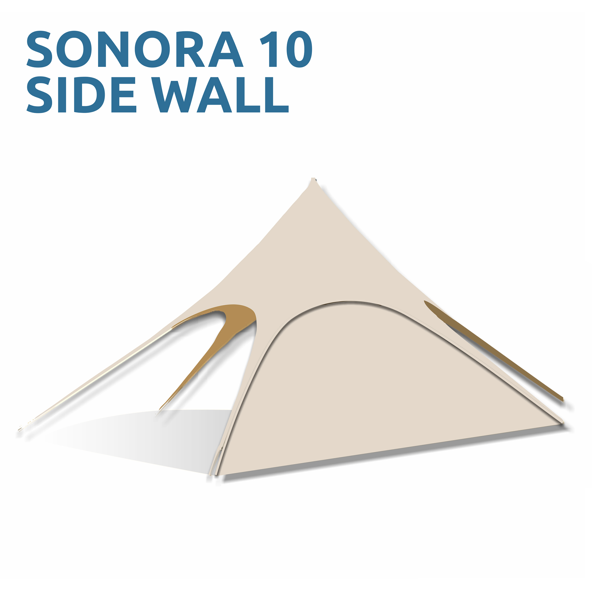 your GEAR Sonora 10 Sidewall for pavilion: breathable beige cotton-mix fabric, curved design, attaches with sturdy clips, ideal for extra shade and wind protection for outdoor events or garden use.