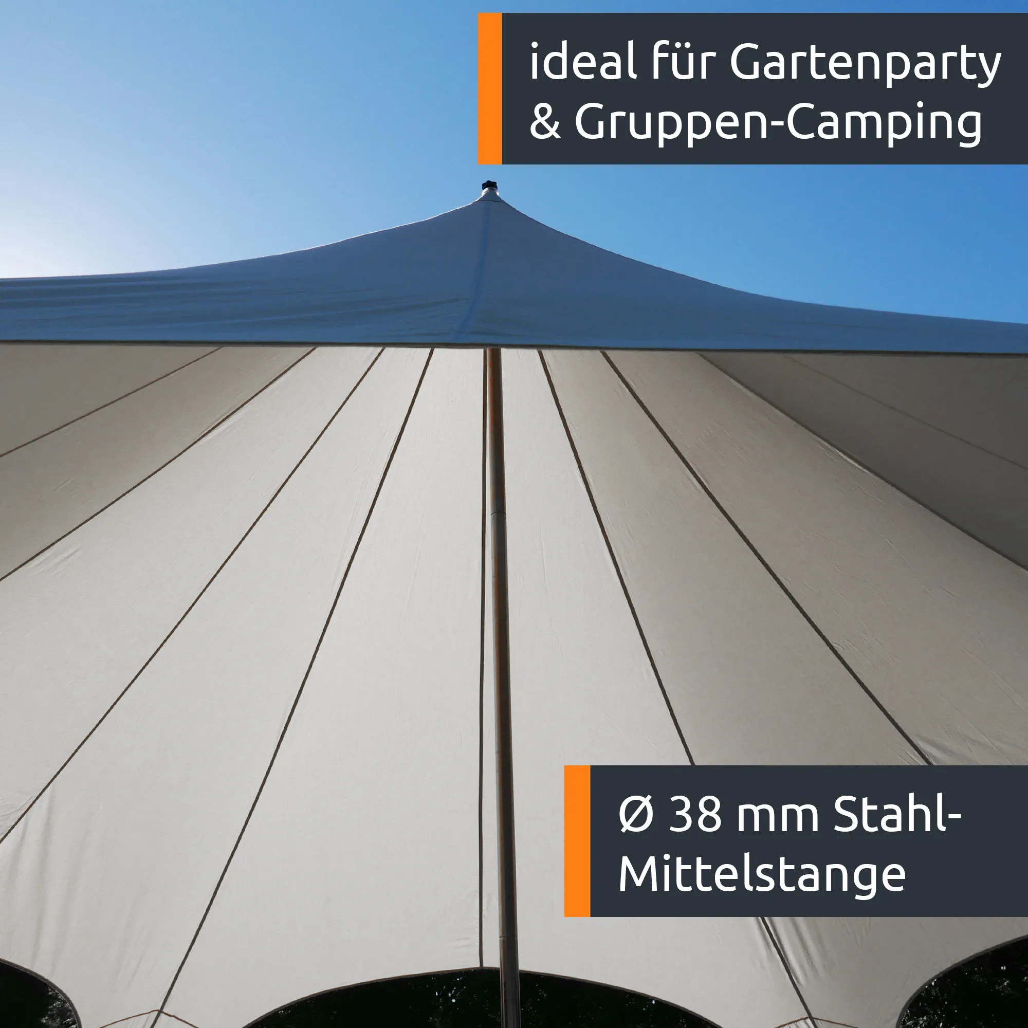 your GEAR Sonora PES - Sternzelt Ø 10 x 4 m UV 50+ Pavillon wasserdichter Sonnenschirm Sonnendach