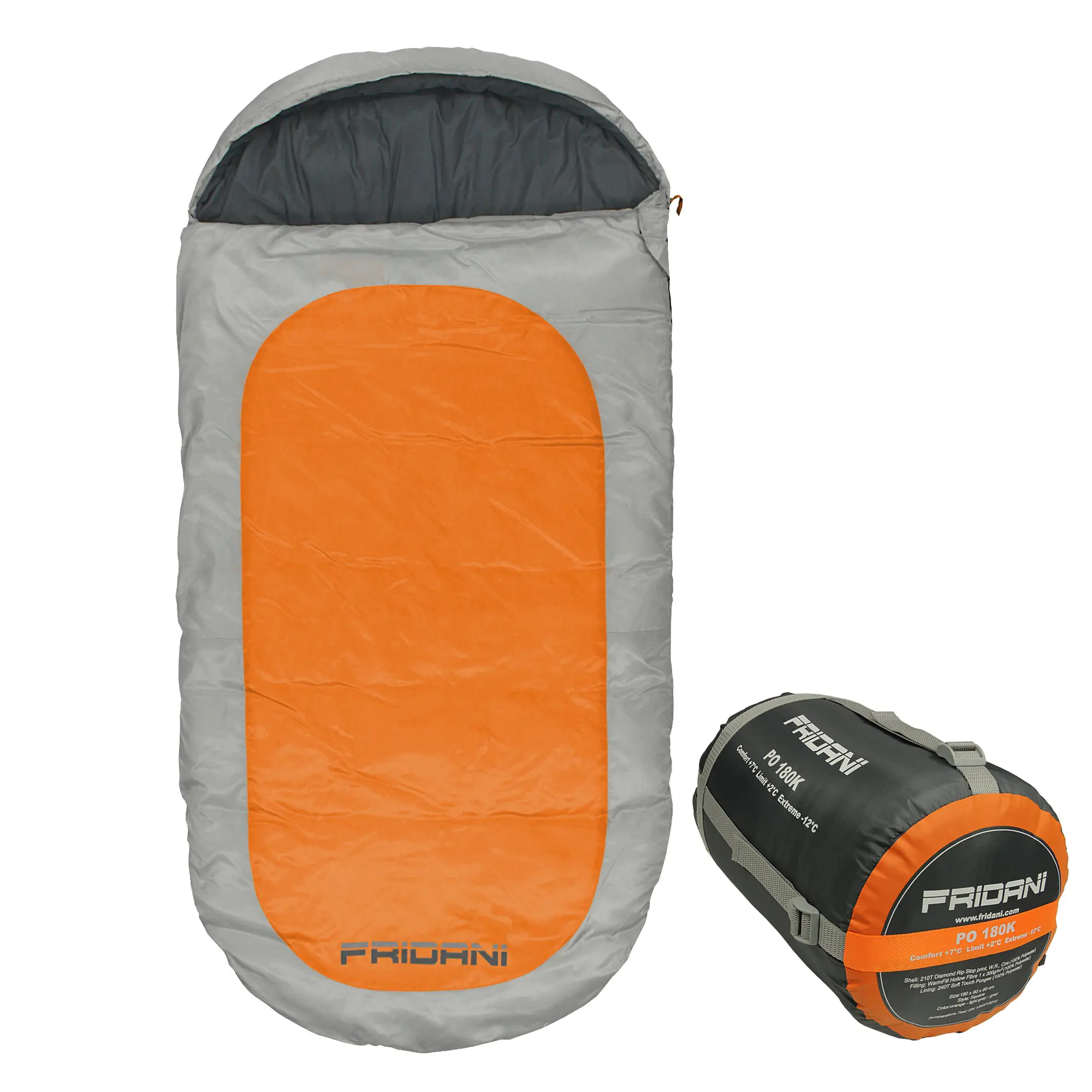 Fridani blanket children sleeping bag PO 180x90cm XXL -12°C orange warm water repellent washable