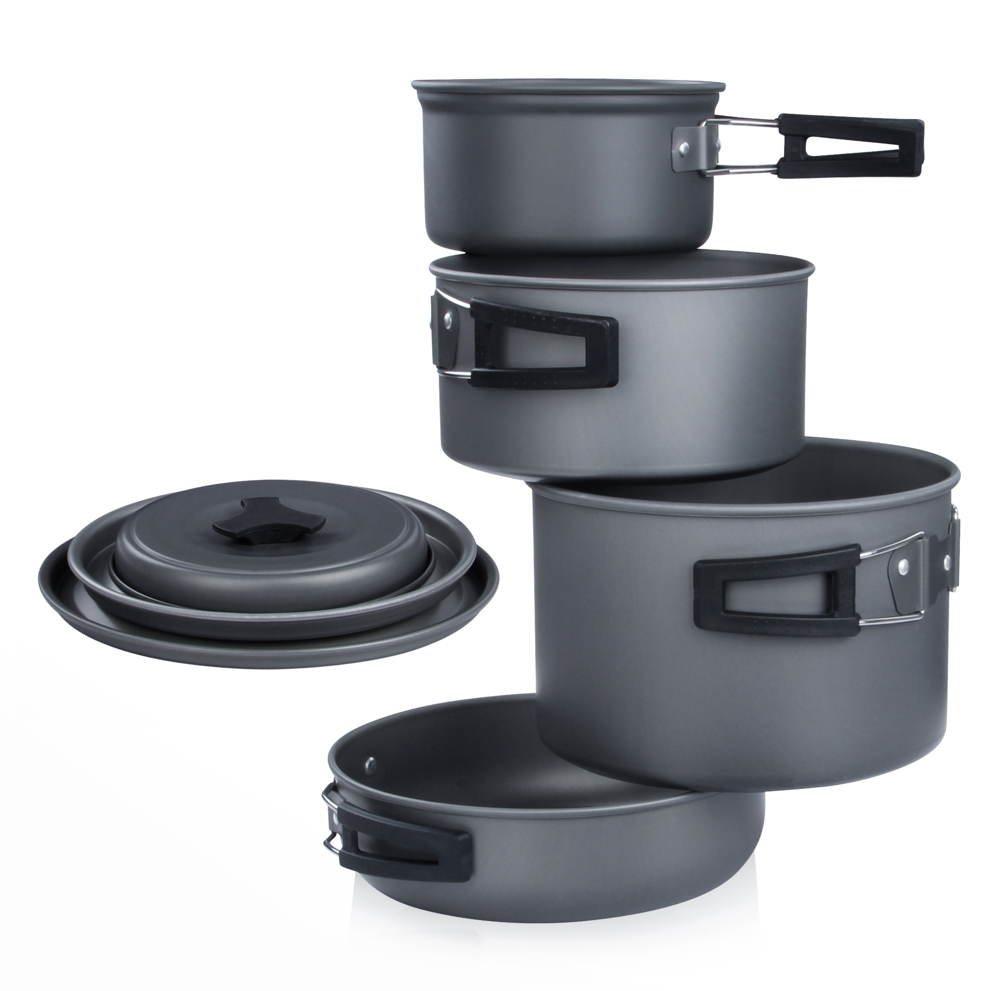 your GEAR Ranger V Topf Pfannen Set für 4-5 Mann 7 tlg. Camping Kochset Kochgeschirr im Netzbeutel