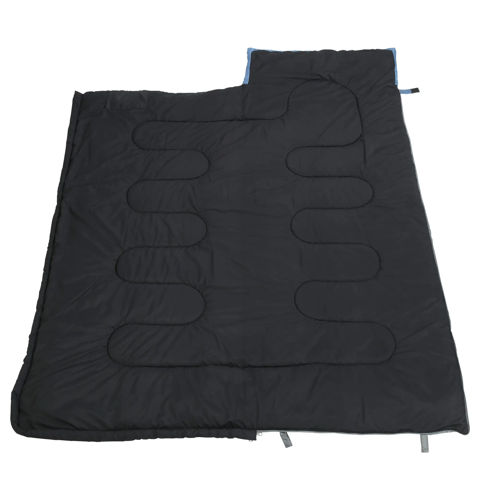 Sac de couchage your GEAR Marin -7°C, rectangulaire, 220x80 cm, bleu et gris, extra large avec capuche, adapté pour 3-4 saisons, idéal camping, extérieur, tissu résistant et déperlant.