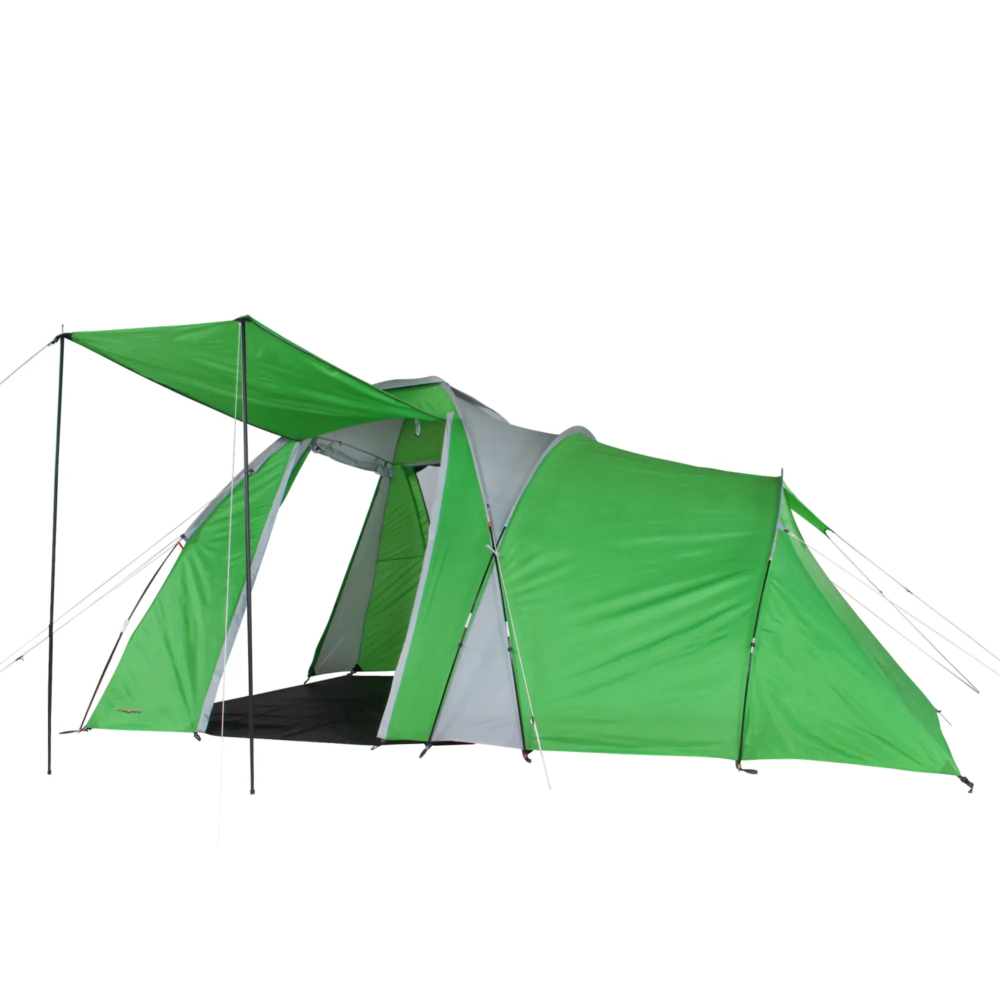 Tienda de campaña Fridani DTG 5 personas, tipo cúpula y túnel, color verde y gris, con gran vestíbulo, altura para estar de pie, buena ventilación y mosquitera, impermeable 3000mm. Ideal para familias.