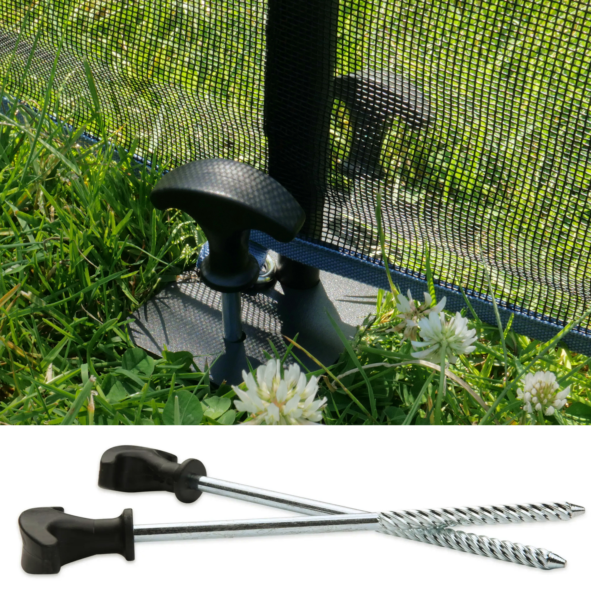 Paletto di fissaggio your GEAR Larino 400 per recinto per cani, con rete nera resistente, manopole ergonomiche e picchetti in metallo, ideale per campeggio e giardino, espandibile e facile da montare su prato.
