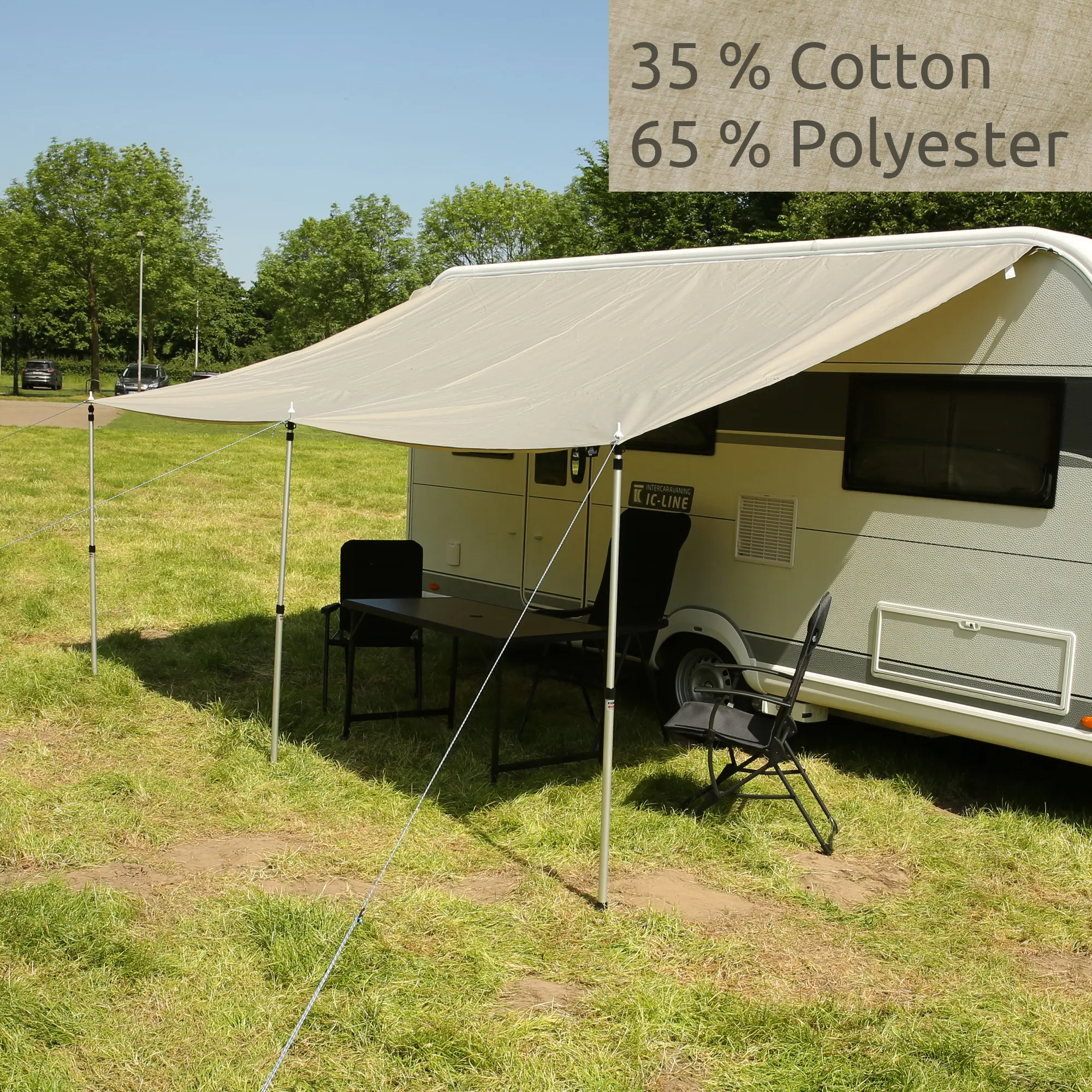 Deiwo Essential Tenda Paravento 4,5 X 2,4 M Per Camper E Roulotte - Colonna D'Acqua 2000 Mm, Grigia, Con Pali E Picchetti Inclusi