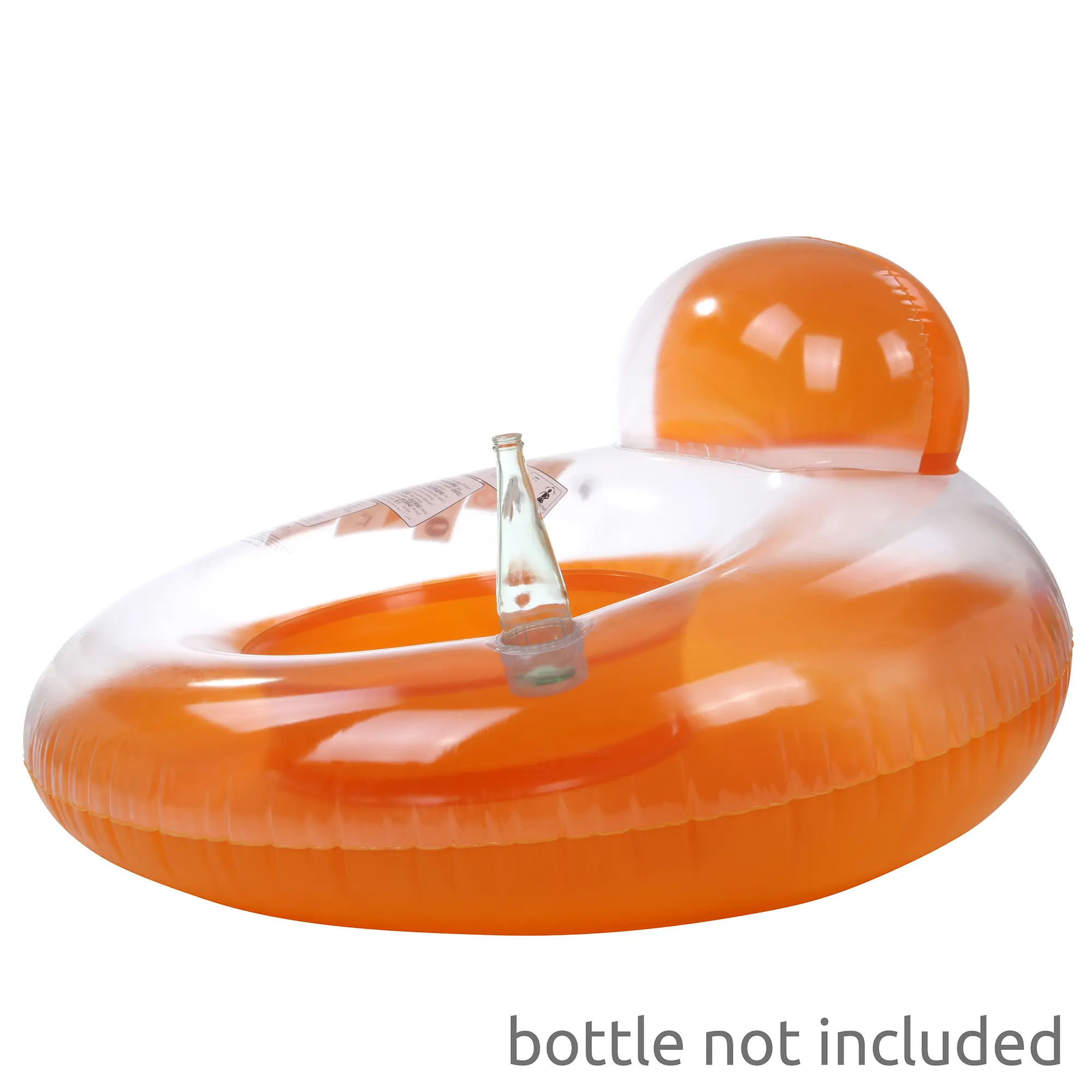 Poltrona gonfiabile da piscina Jilong arancione, diametro 118 cm, con schienale alto e portabicchieri integrato, ideale per adulti e bambini, realizzata in vinile resistente. Bottiglia non inclusa.