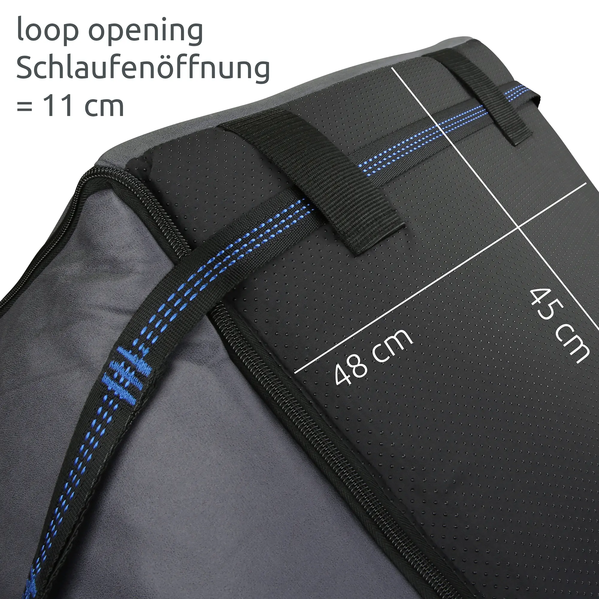 Siège auto pour chien your GEAR Frontera, noir, avec sangles réglables, ouvertures de 11 cm, dimensions 48x45 cm, adapté aux sièges avant et arrière, tissu résistant et coutures renforcées.