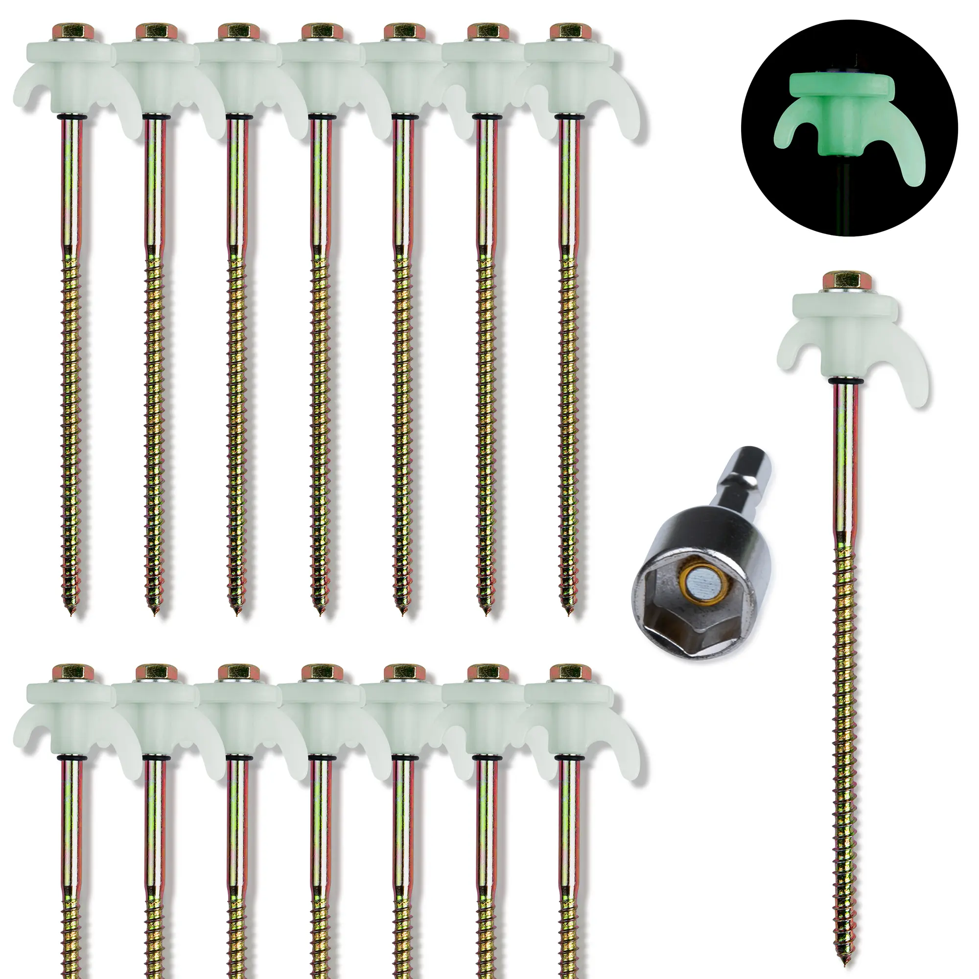 your GEAR Screw 200 – 15 picchetti da tenda in acciaio con filettatura per terreno duro o legno