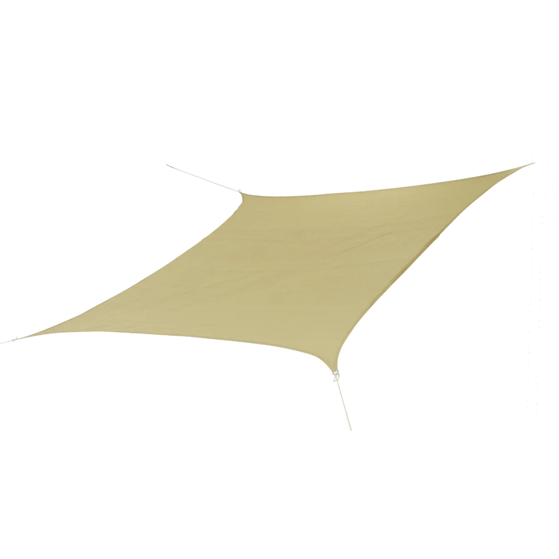 Tarp carré 10T Patterson 5x5 m beige, toile résistante et respirante, 90 % de protection UV, avec cordes d’ancrage visible, idéal pour jardin, terrasse, camping ou balcon.