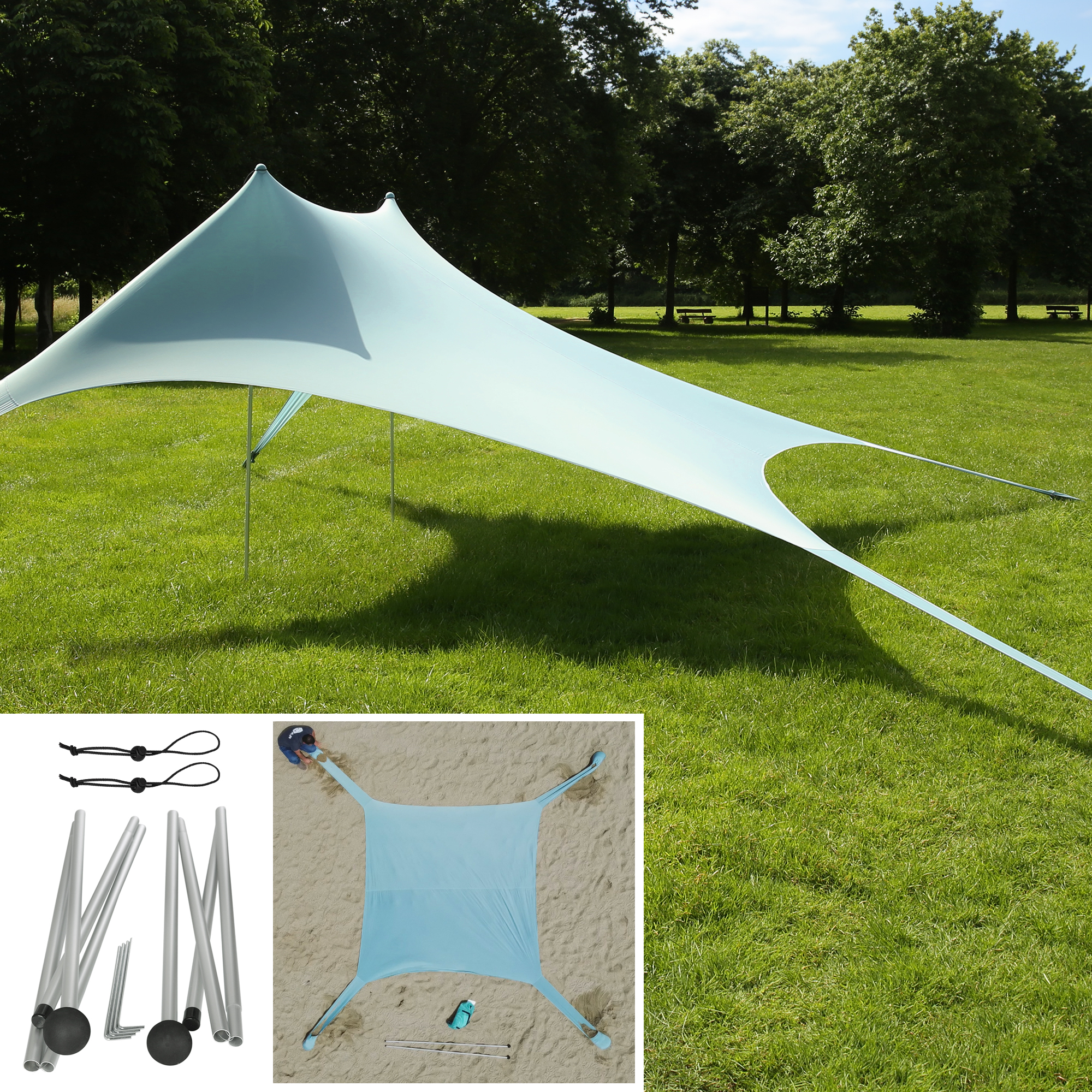 your GEAR Cameo Beach Shelter 3 x 3 m - XXL beach shelter, tarp, UV 50+ sun protection, beach tent