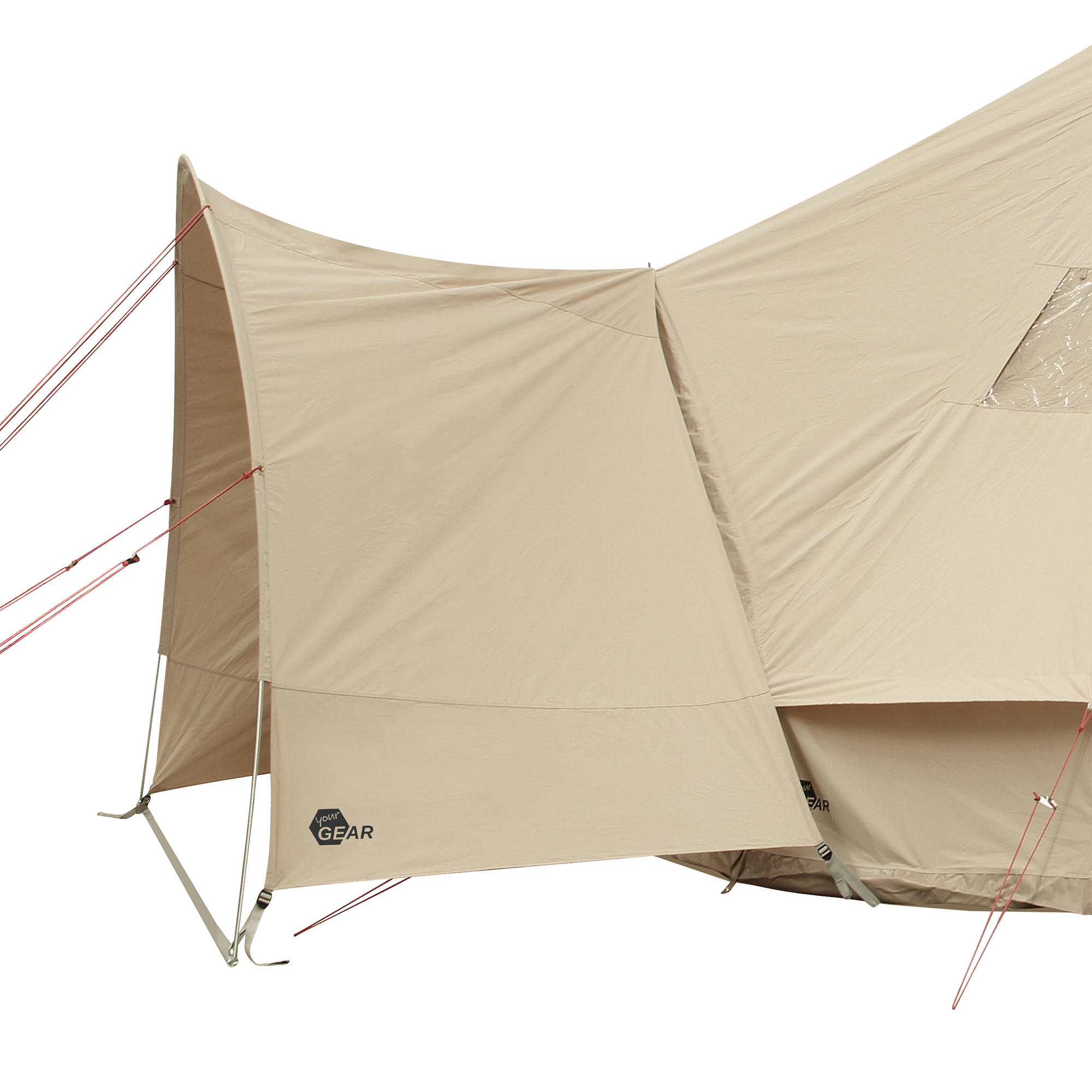 Tienda de campaña your GEAR Desert 8 Pro beige, tipo tipi, con material de algodón, amplio vestíbulo y toldo delantero, varillas y cuerdas tensadas, ideal para familias de 4-8 personas, protección UV50+.
