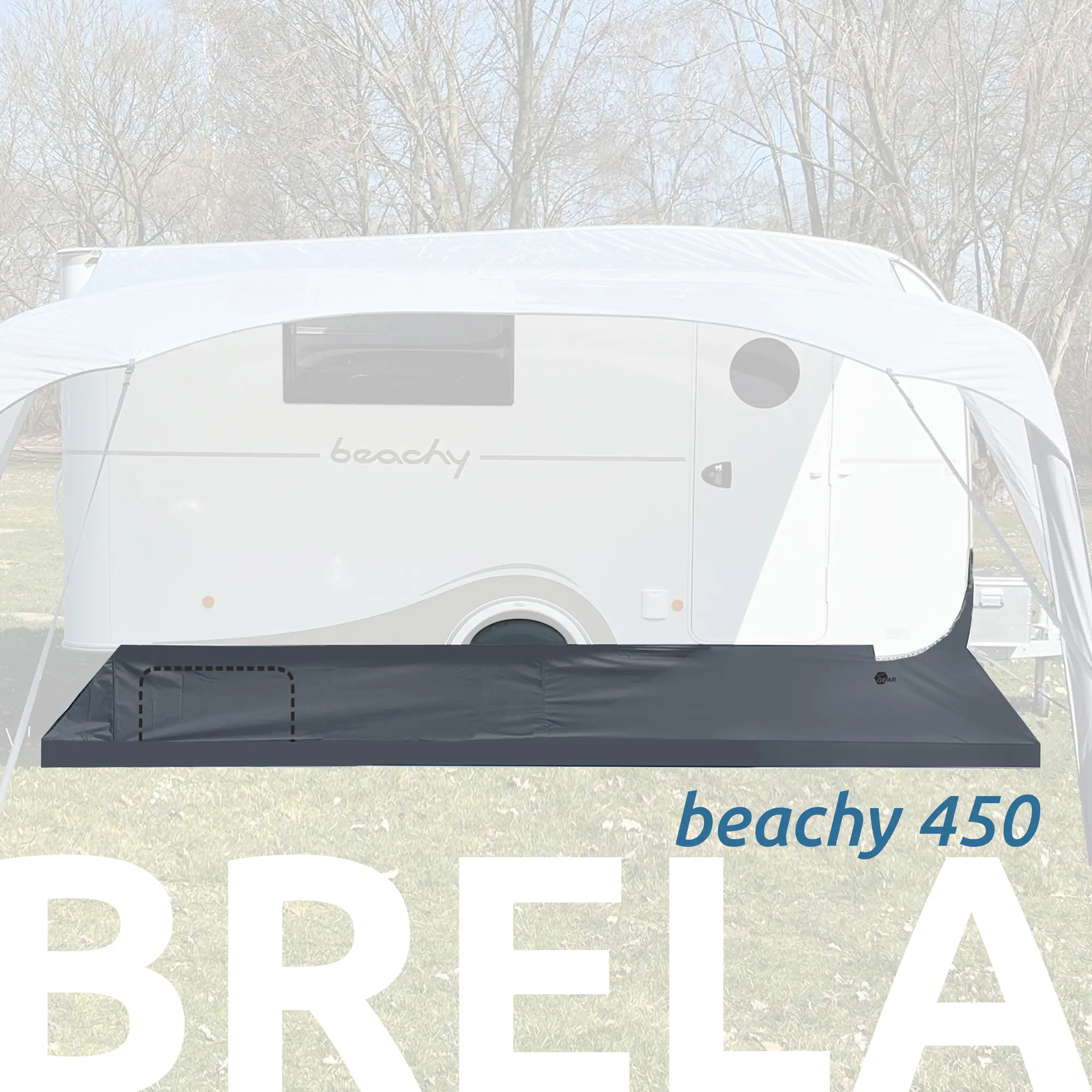 your GEAR Bodenschürze Brela für Hobby Beachy 450 Wohnwagen, passgenaue Windschürze mit Radabdeckung in Dunkelgrau, schützt vor Zugluft und sorgt für Ordnung am Stellplatz, robustes Material.