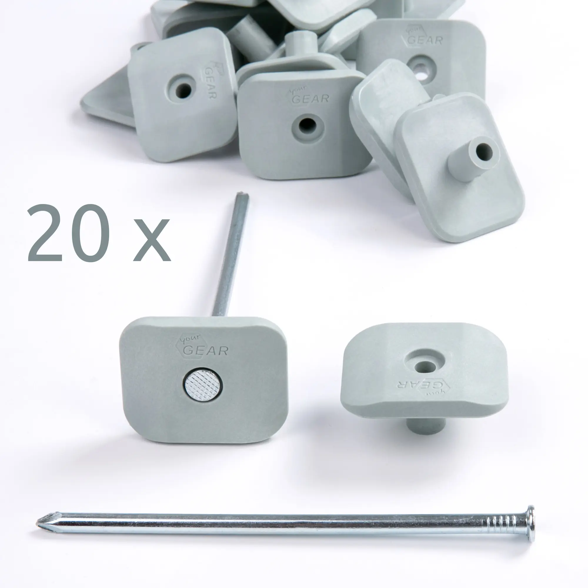 your GEAR Safety Peg - 20 Heringe für Zeltteppich Bodenplane Vorzeltteppich mit Trittschutzkappe