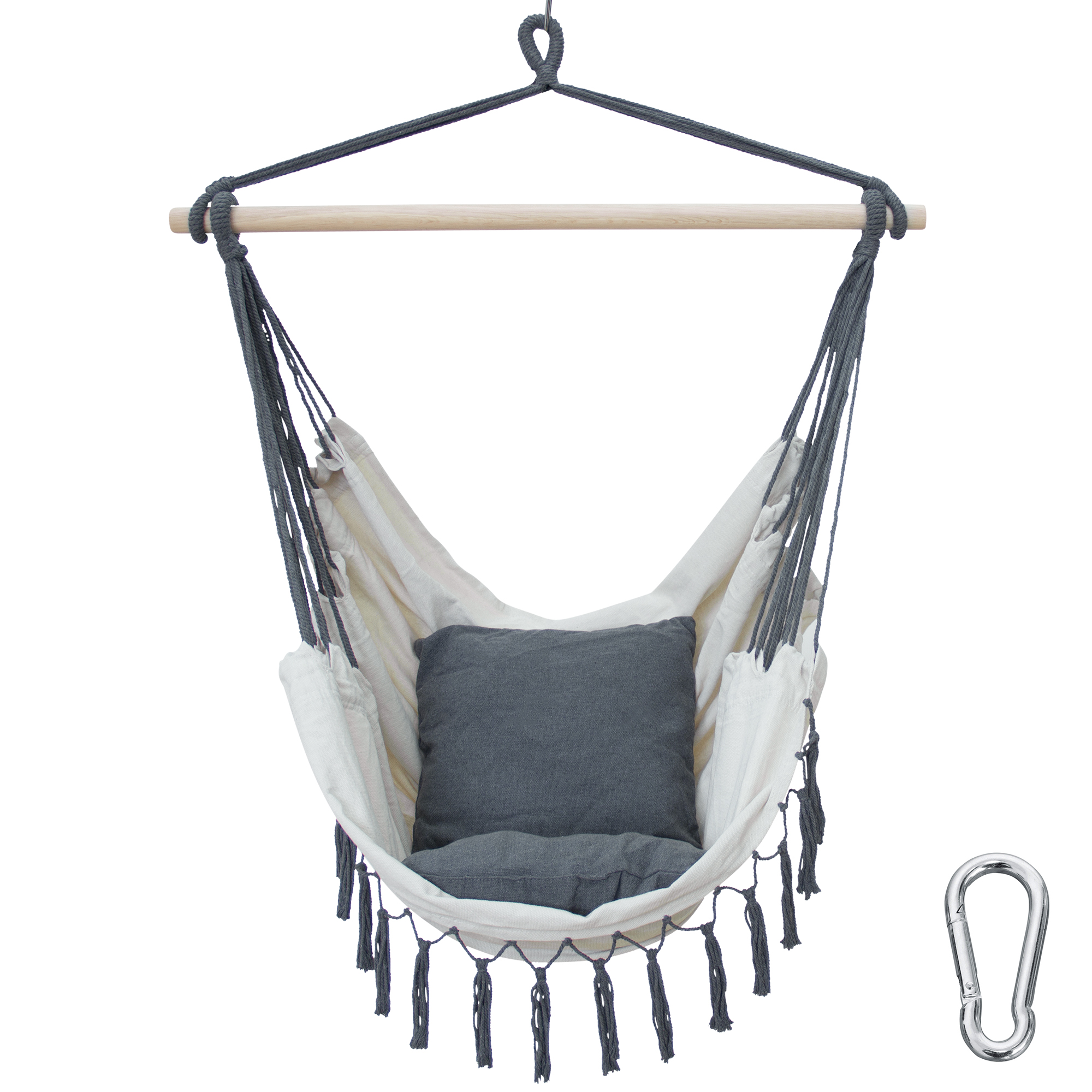 yourGEAR Elba XL Hängesessel 2 Kissen Sitz-Hängematte 240kg Hängesitz Hängeschaukel 360° Swing Chair