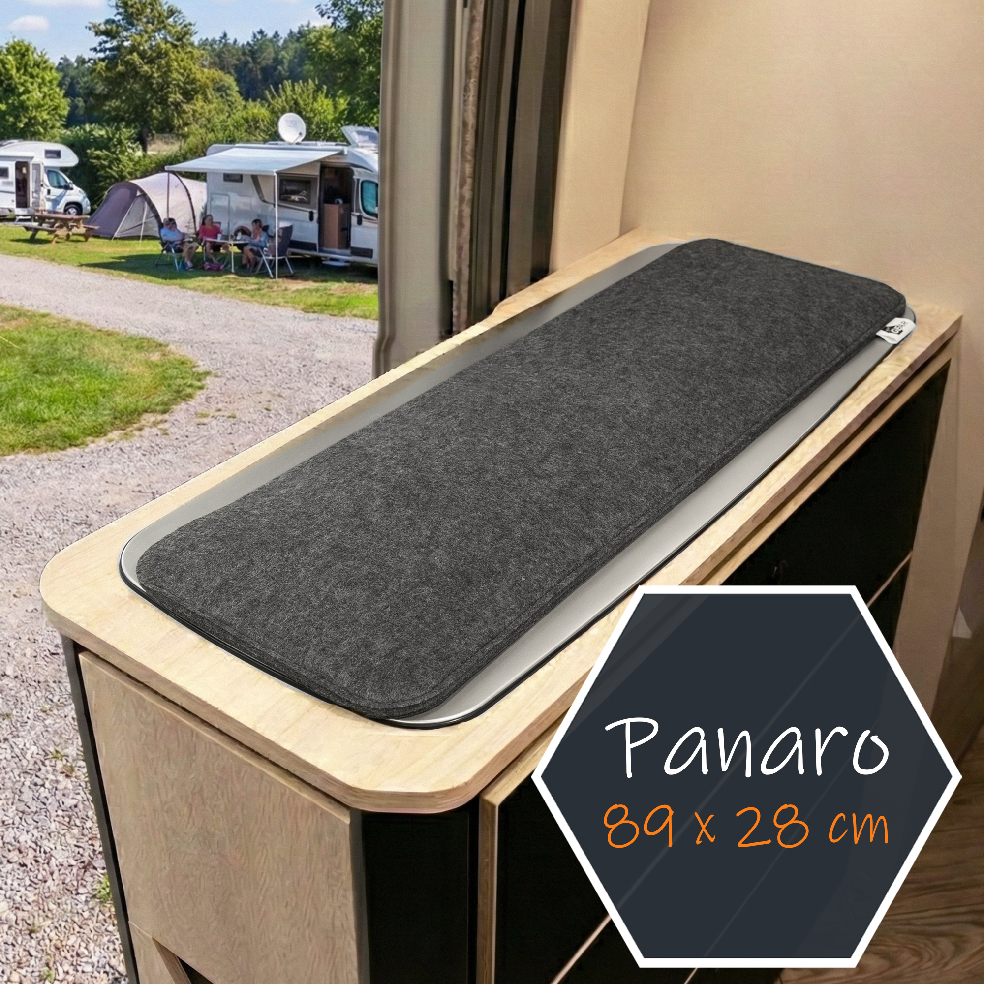 your GEAR Panaro C - Herd & Spülenabdeckung 89 x 28cm 4,8mm Filz für Wohnmobil Wohnwagen Kastenwagen Herd- und Spülenabdeckung Panaro C von your GEAR, 89 x 28 cm, 4,8 mm starker grauer Filz, liegt auf Küchenzeile im Wohnmobil, schützt Glasflächen und reduziert Vibrationen während der Fahrt.