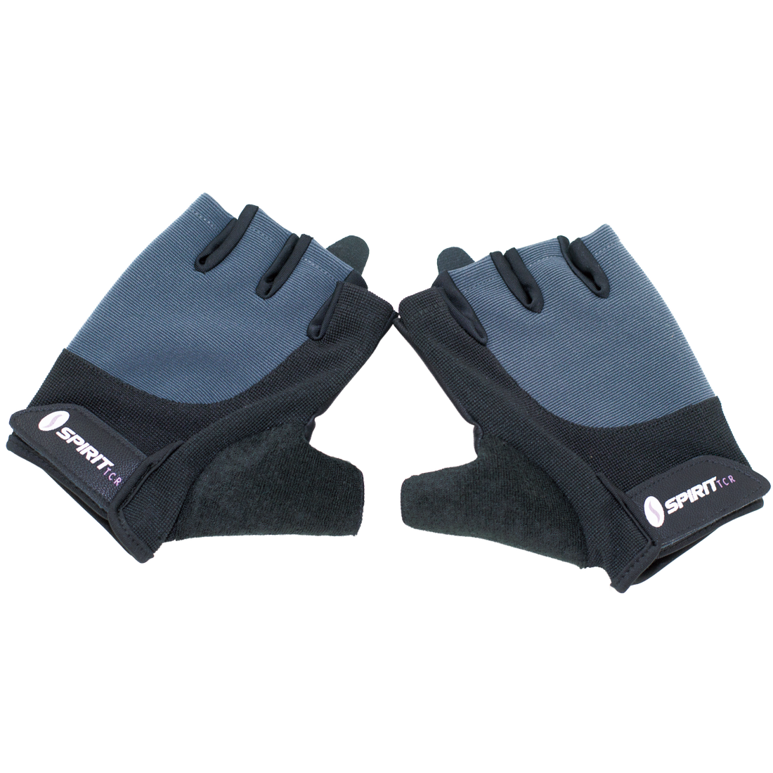 Guanti da fitness Spirit Workout Glove S neri e grigi, modello senza dita, con imbottitura sui palmi e chiusura a strappo, ideali per bodybuilding, allenamento con i pesi e protezione delle mani.