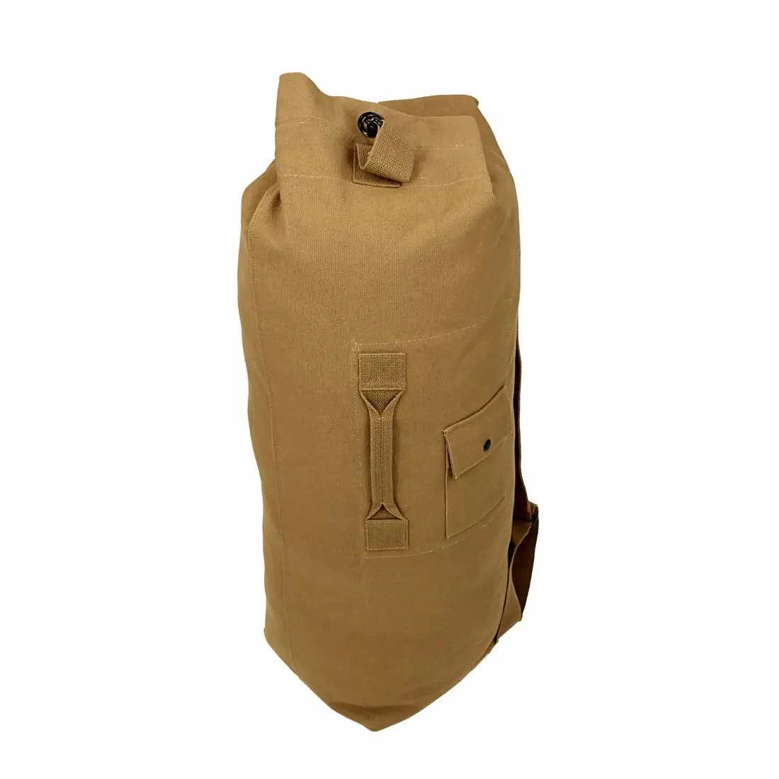 10T STC Duffle Bag 60L XL Seesack aus robustem Canvas, 90x26x26cm, mit Tragegriff, Seitentasche und Doppelgurt, naturbraun, als Rucksack oder Reisetasche nutzbar, 100% Baumwolle.