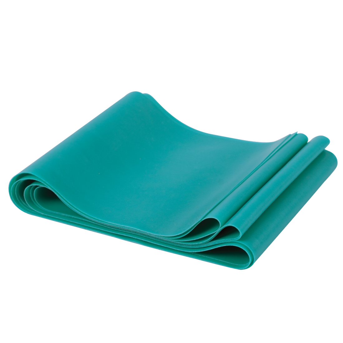 Banda fitness Spirit 183x10 cm, colore verde, piegata, senza lattice, resistenza 13,5 kg, ideale per allenamento muscolare, stretching e riabilitazione.