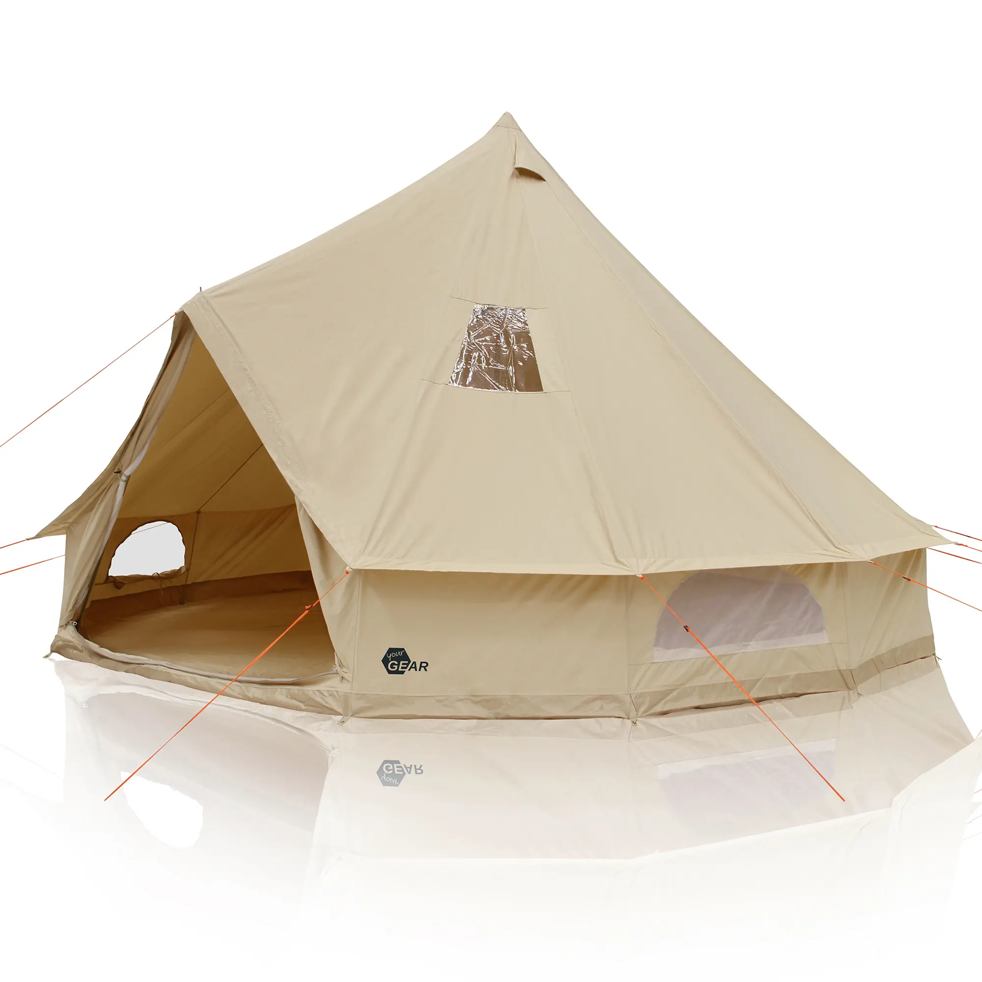 yourGEAR Tente Desert 10 Pro UV50+ Coton - tente tipi familiale de camping avec tapis de sol cousu